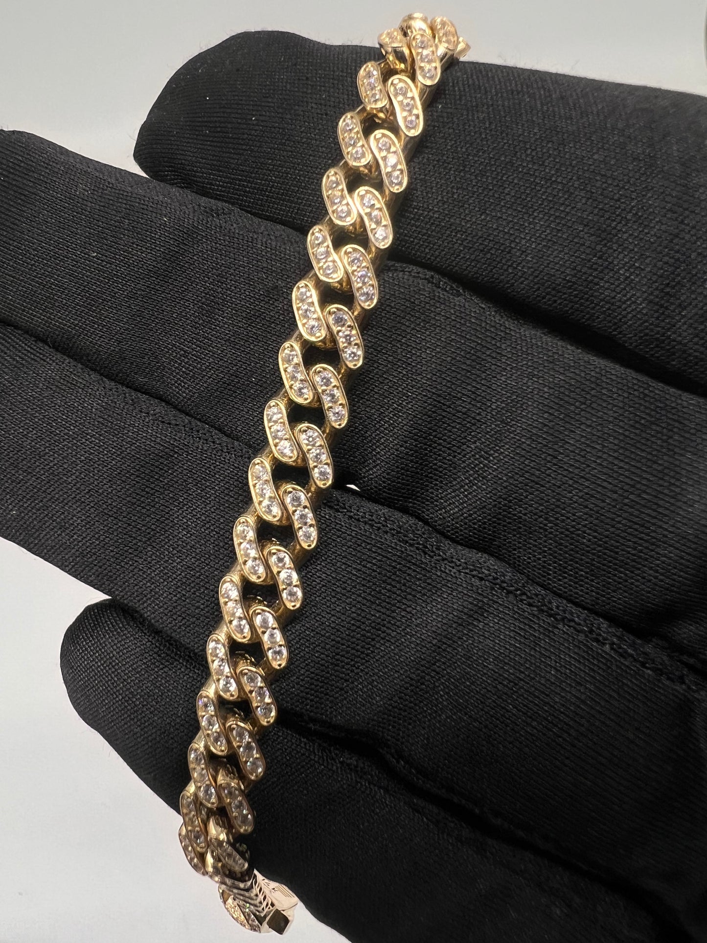 14k real gold iced out cuban bracelet