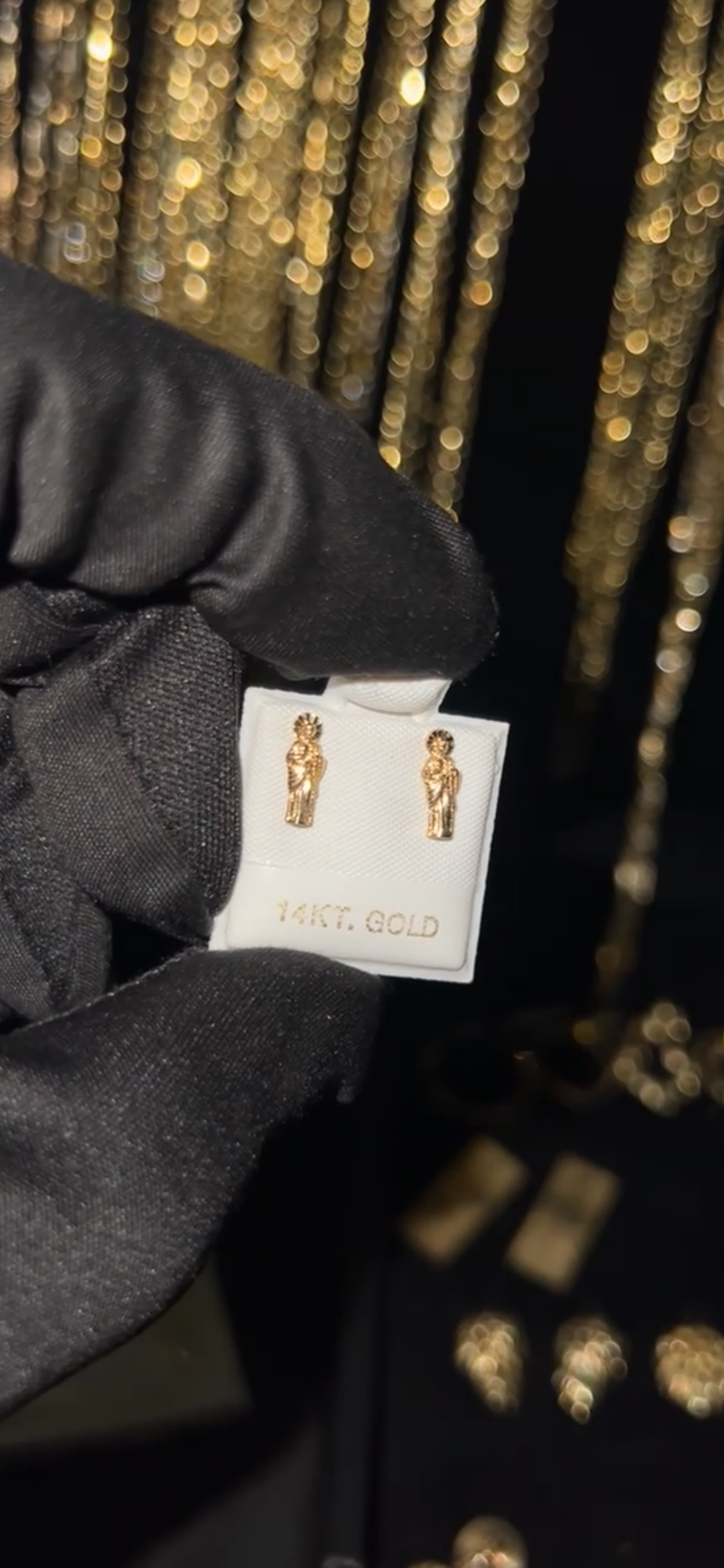 14k real gold small San Judas earrings