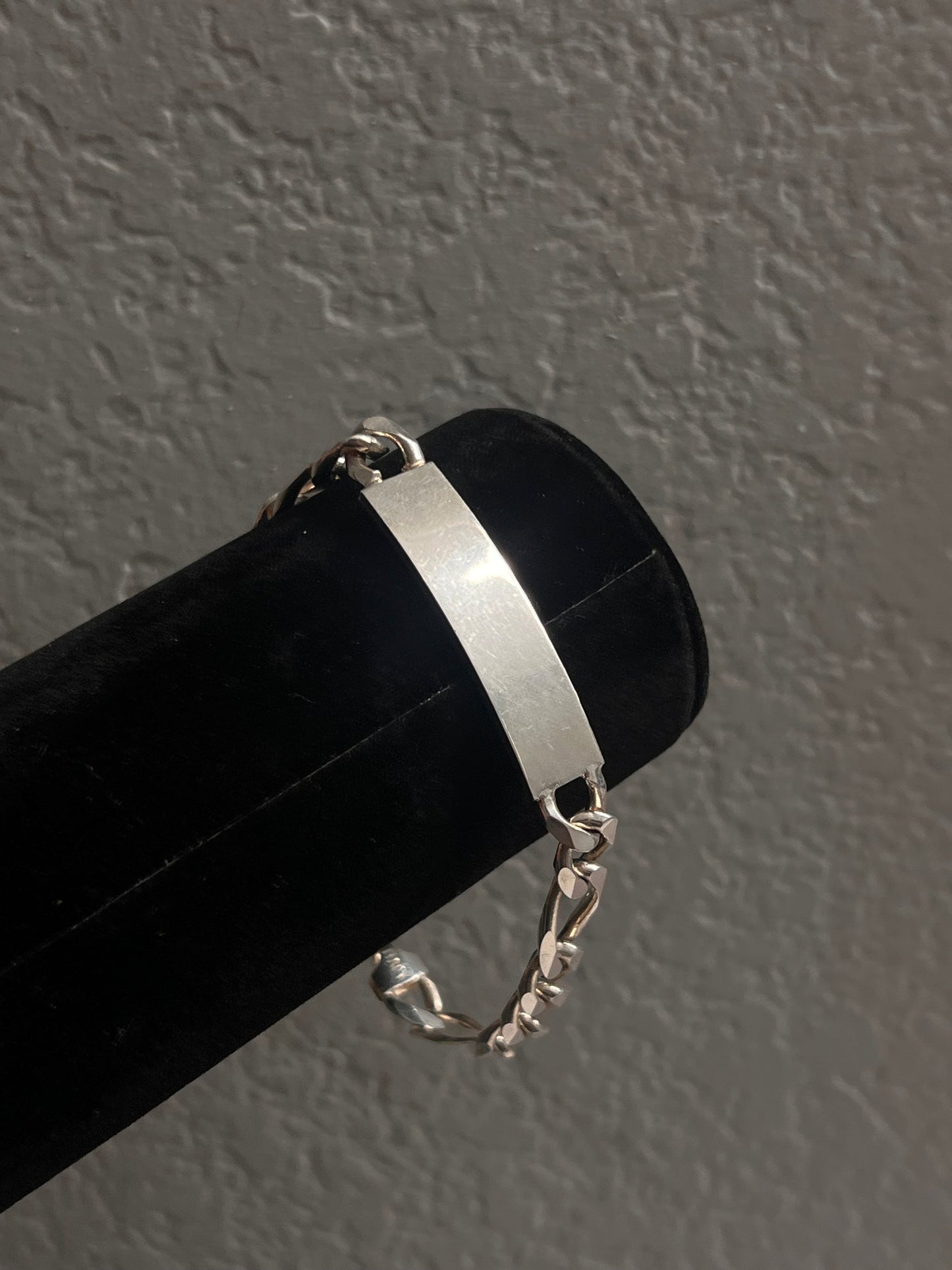 Real silver ID figaro solid bracelet