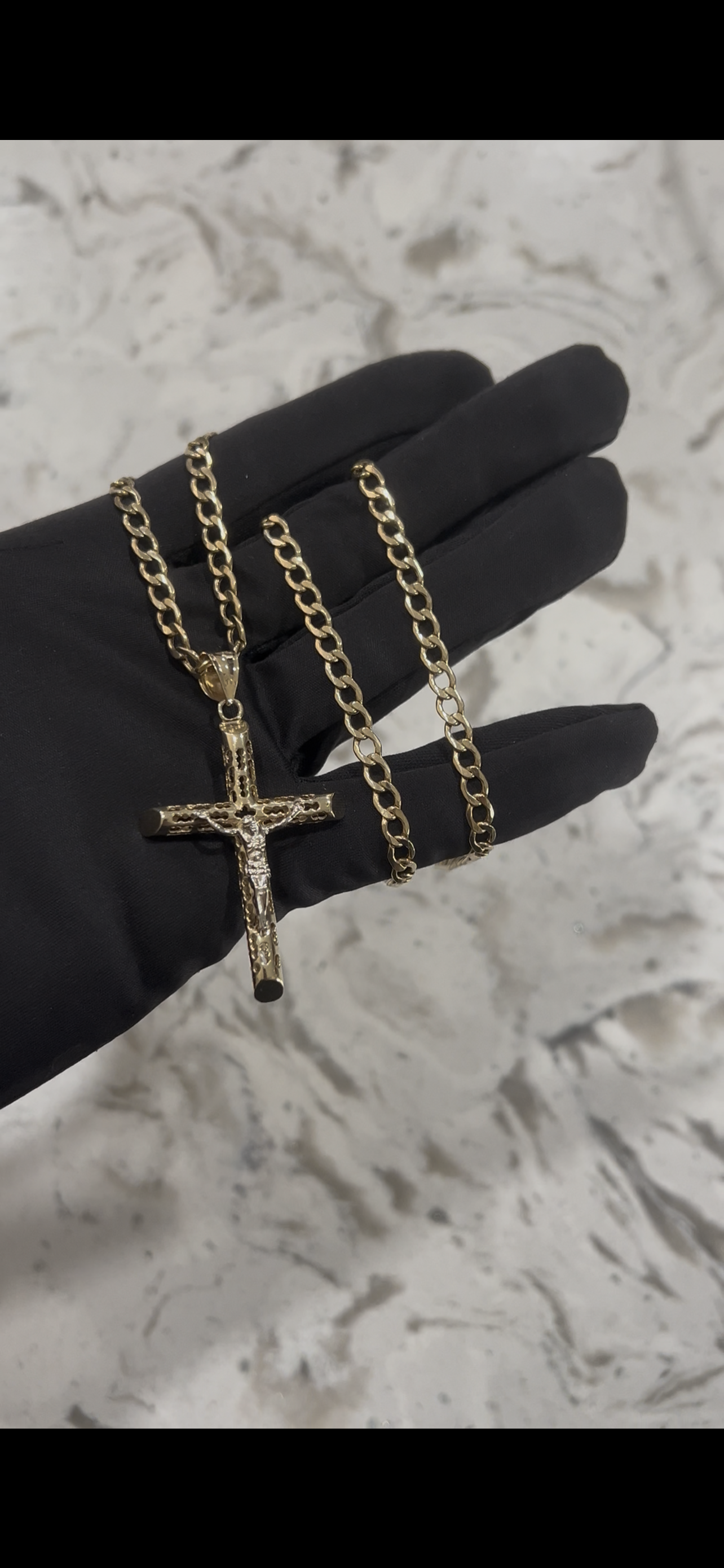 14k real gold cross Chainset