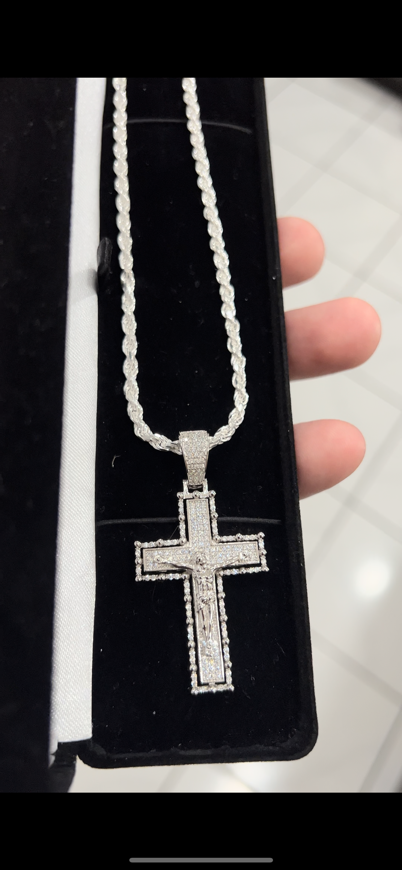 Real silver flooded cross set
