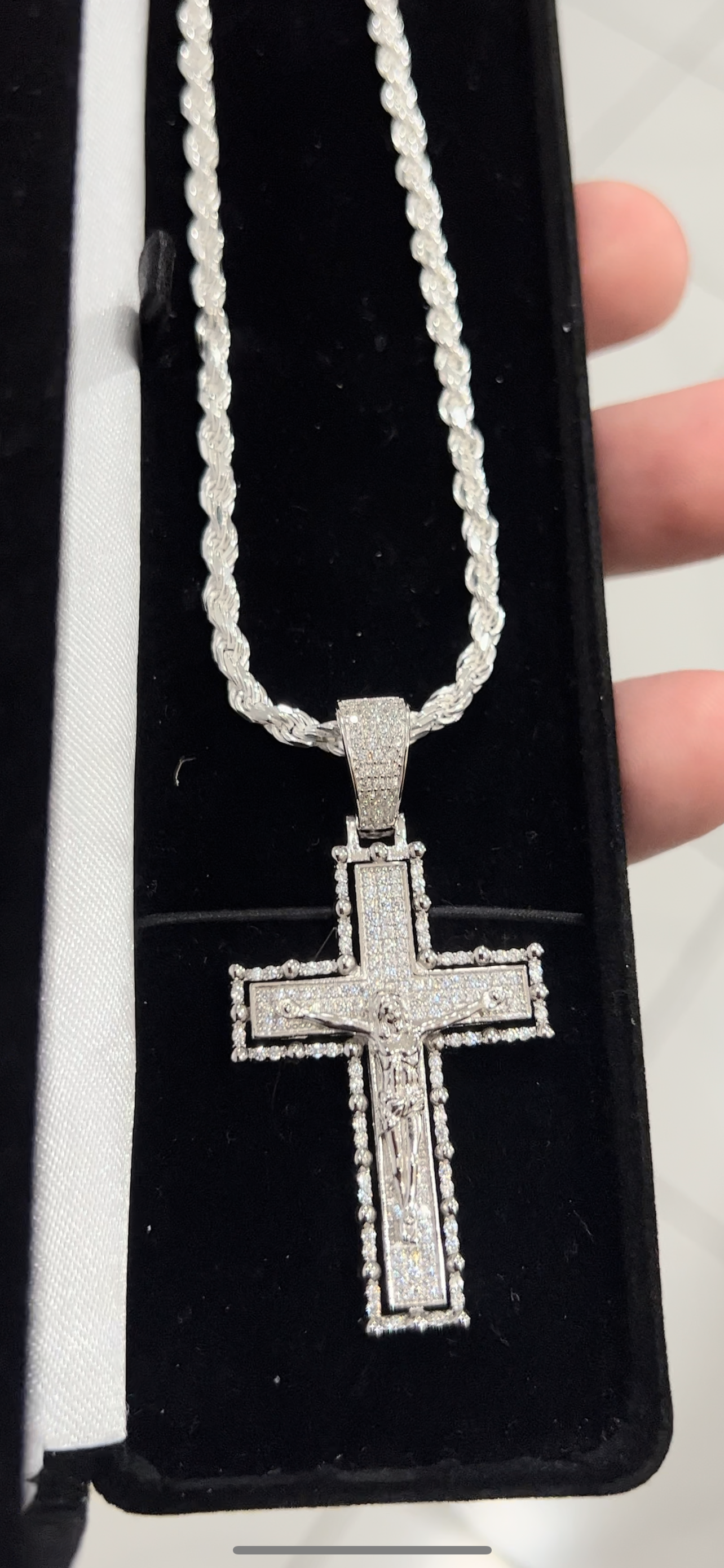 Real silver flooded cross set