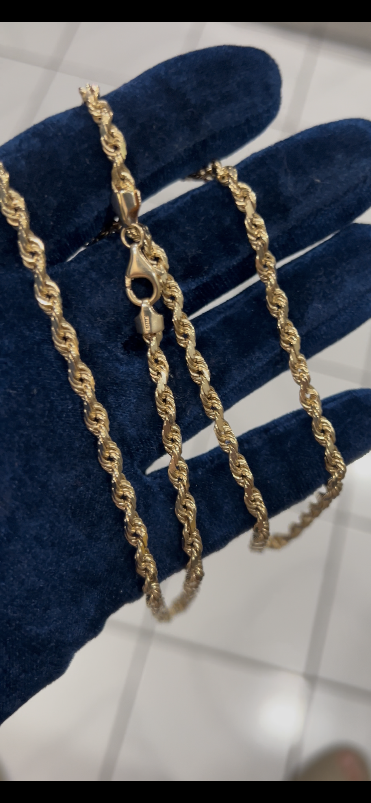 14k 4mm solid 24 inch rope chain