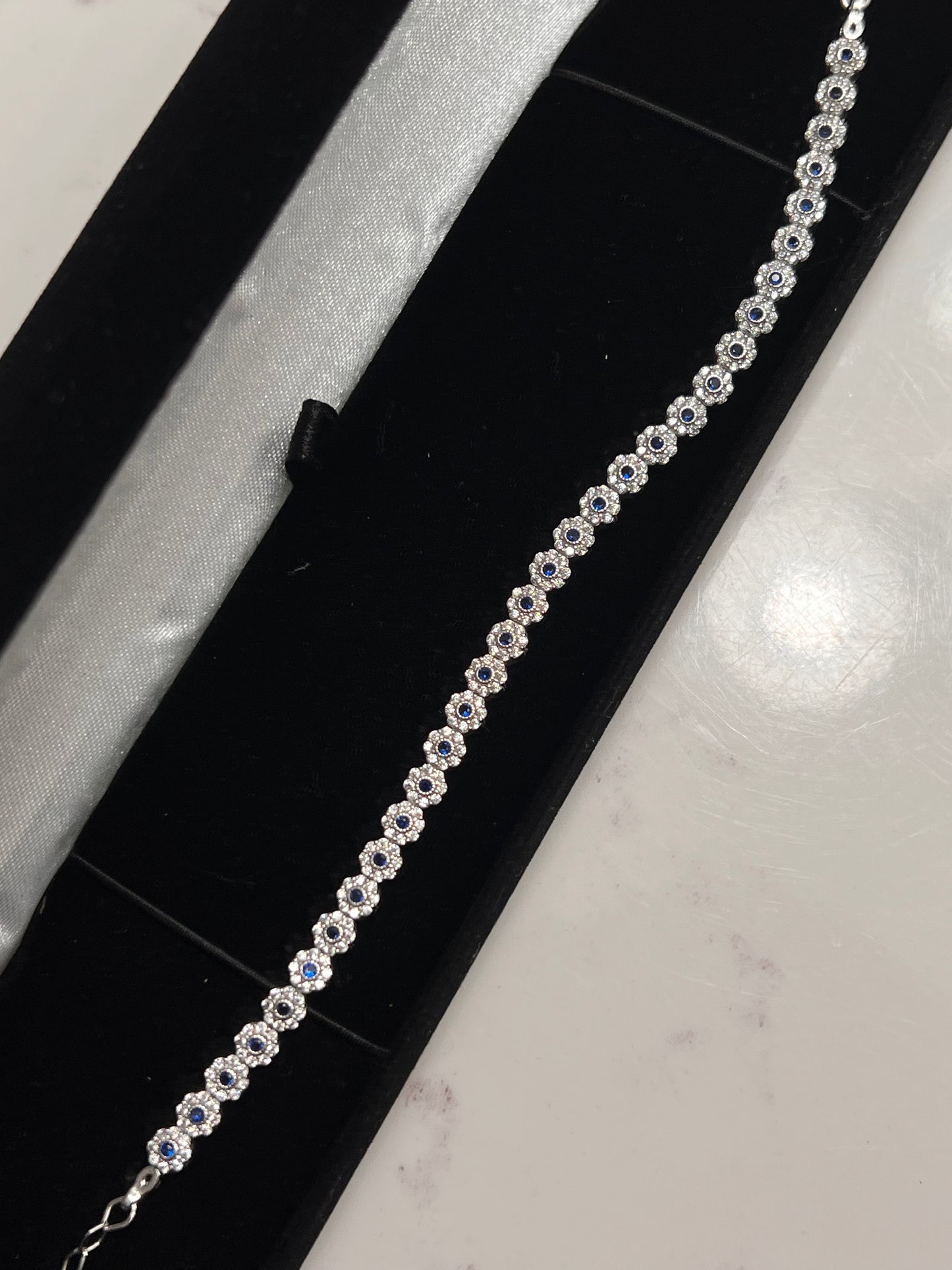 Blue iced real silver bracelet