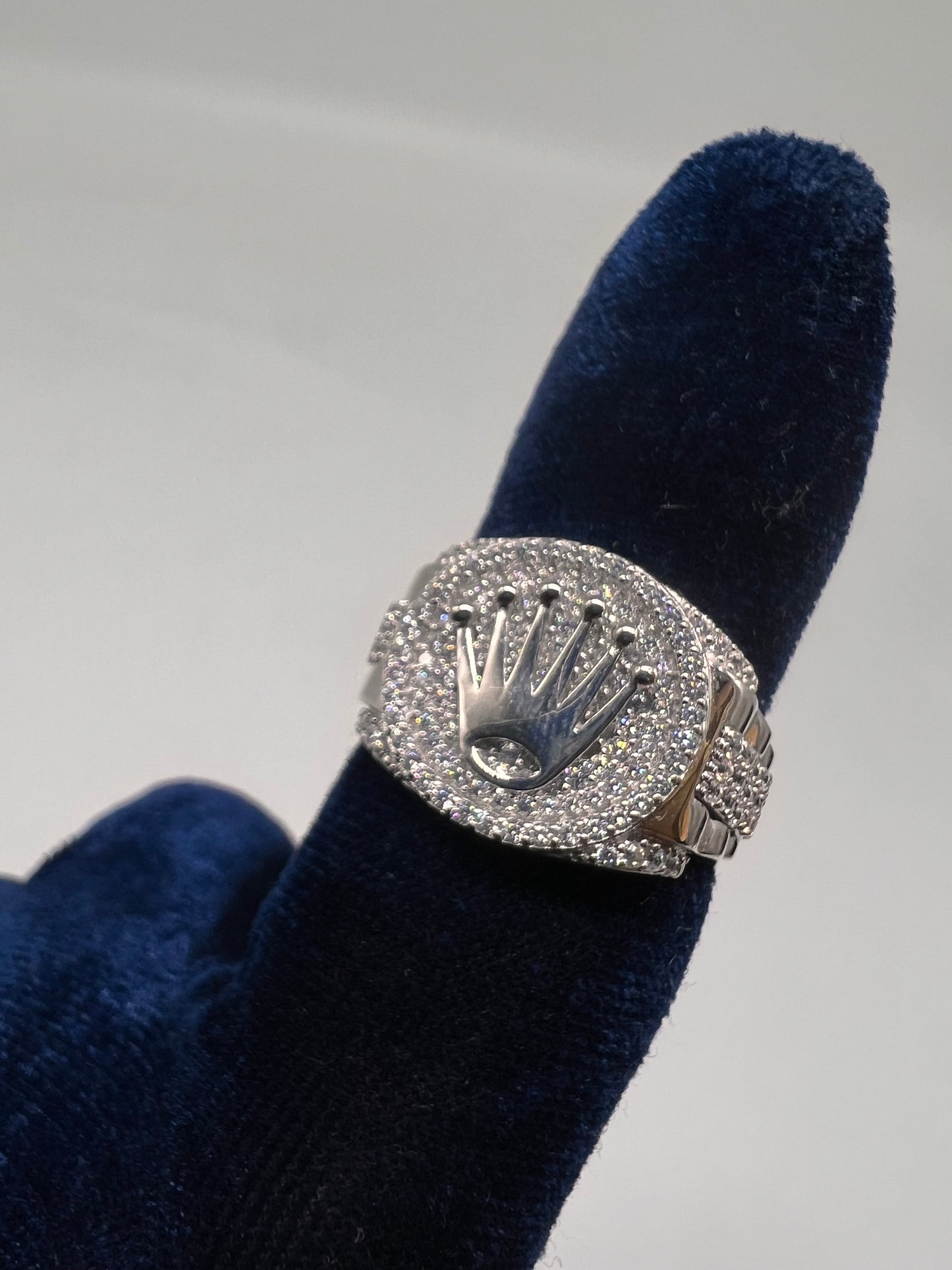 Rolex style ring real silver