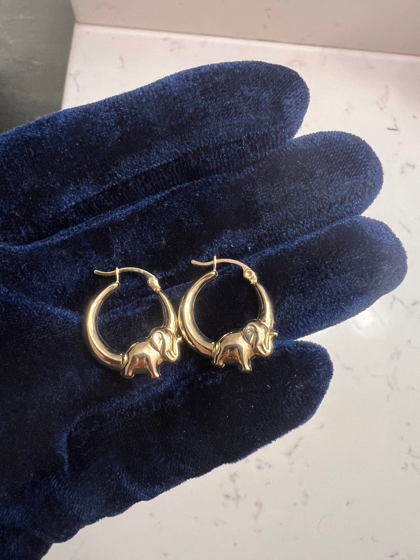 14k real gold elephant earrings
