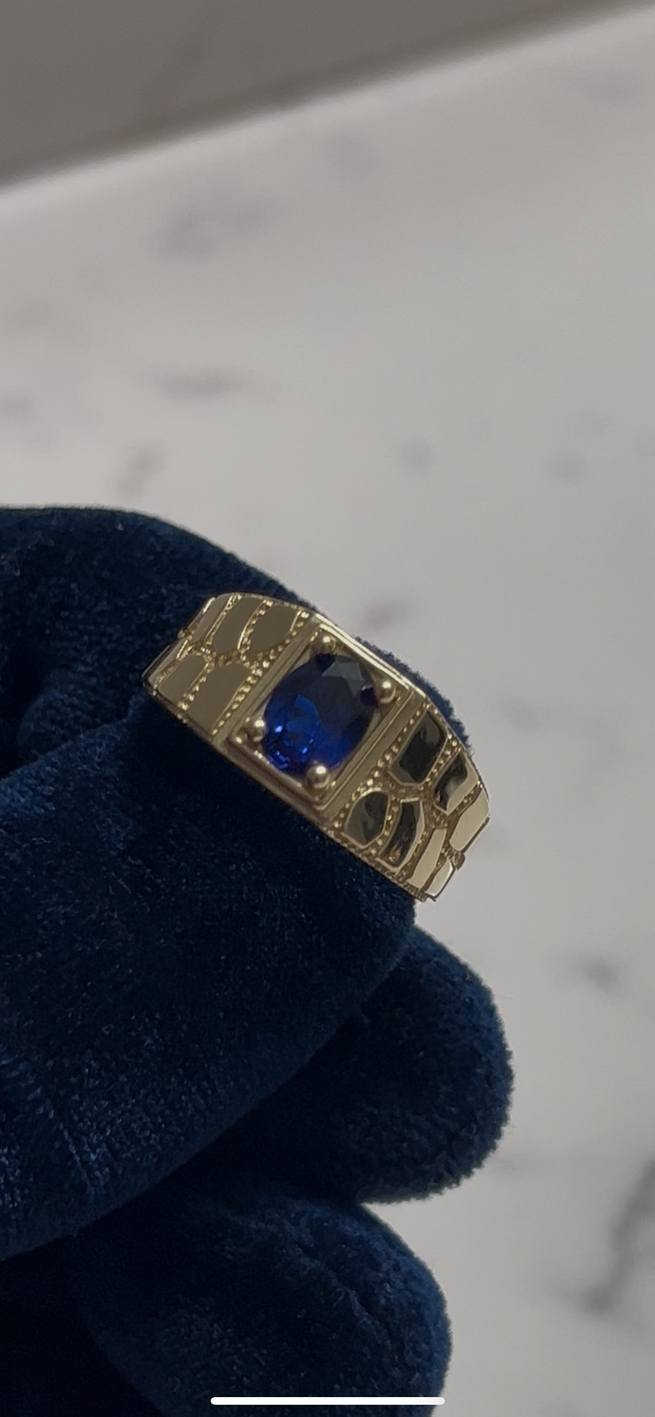 Sapphire 14k real gold nugget