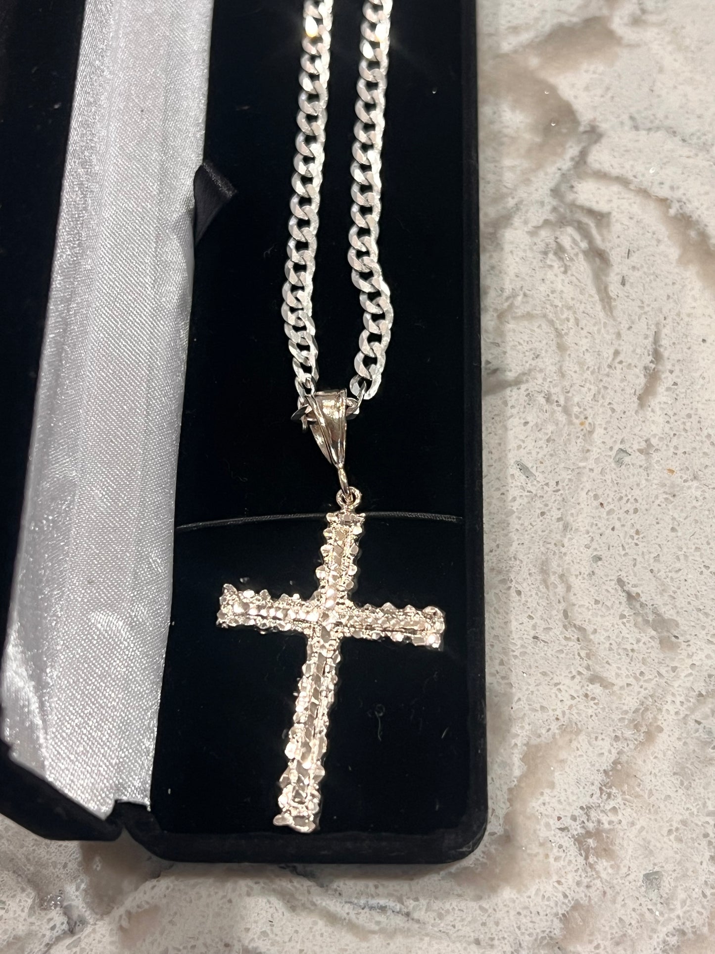 Real silver medium nugget cross