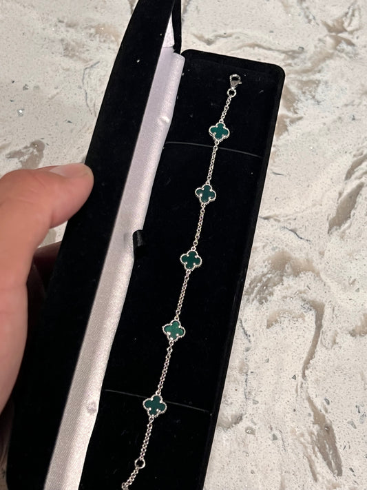 Small green real silver van Cleef bracelet
