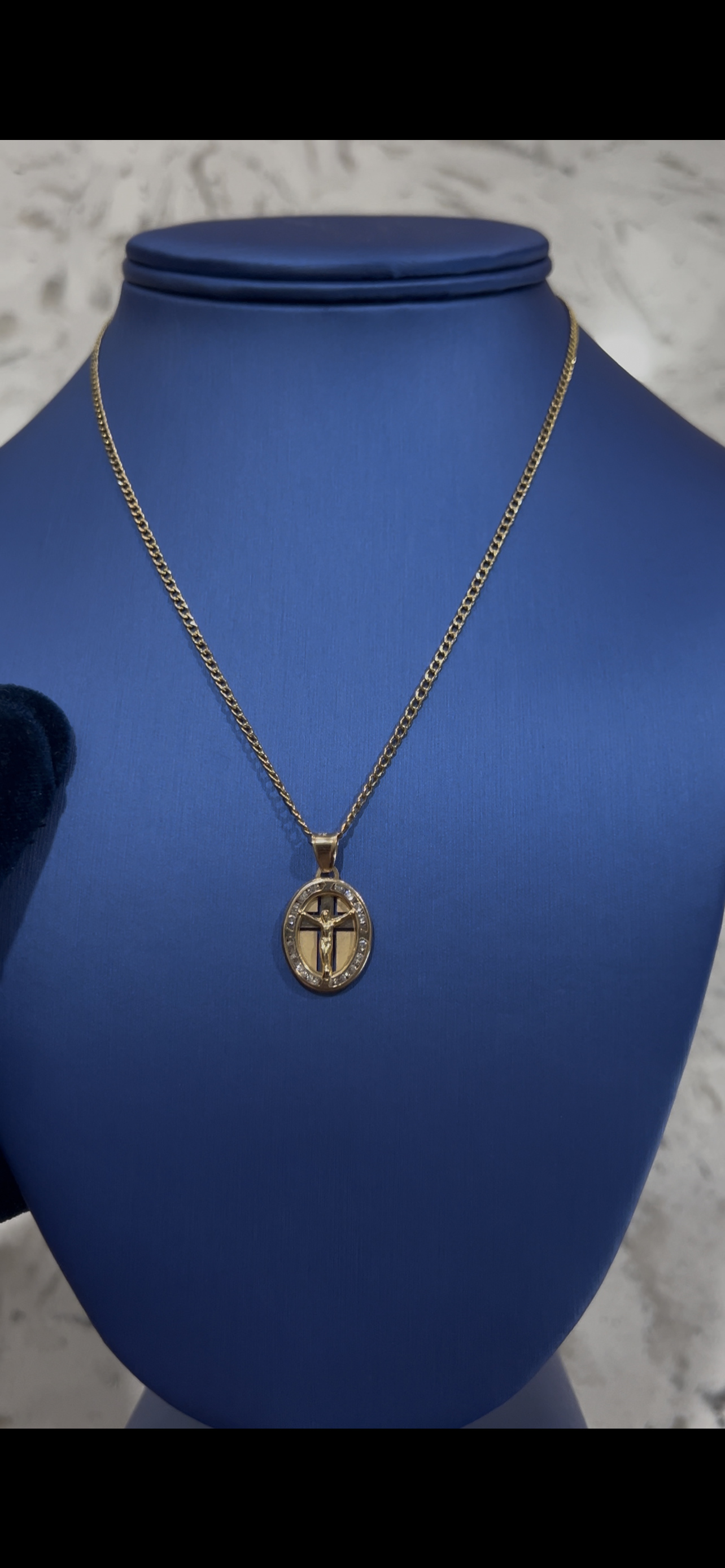 14k real gold Jesus chainset small