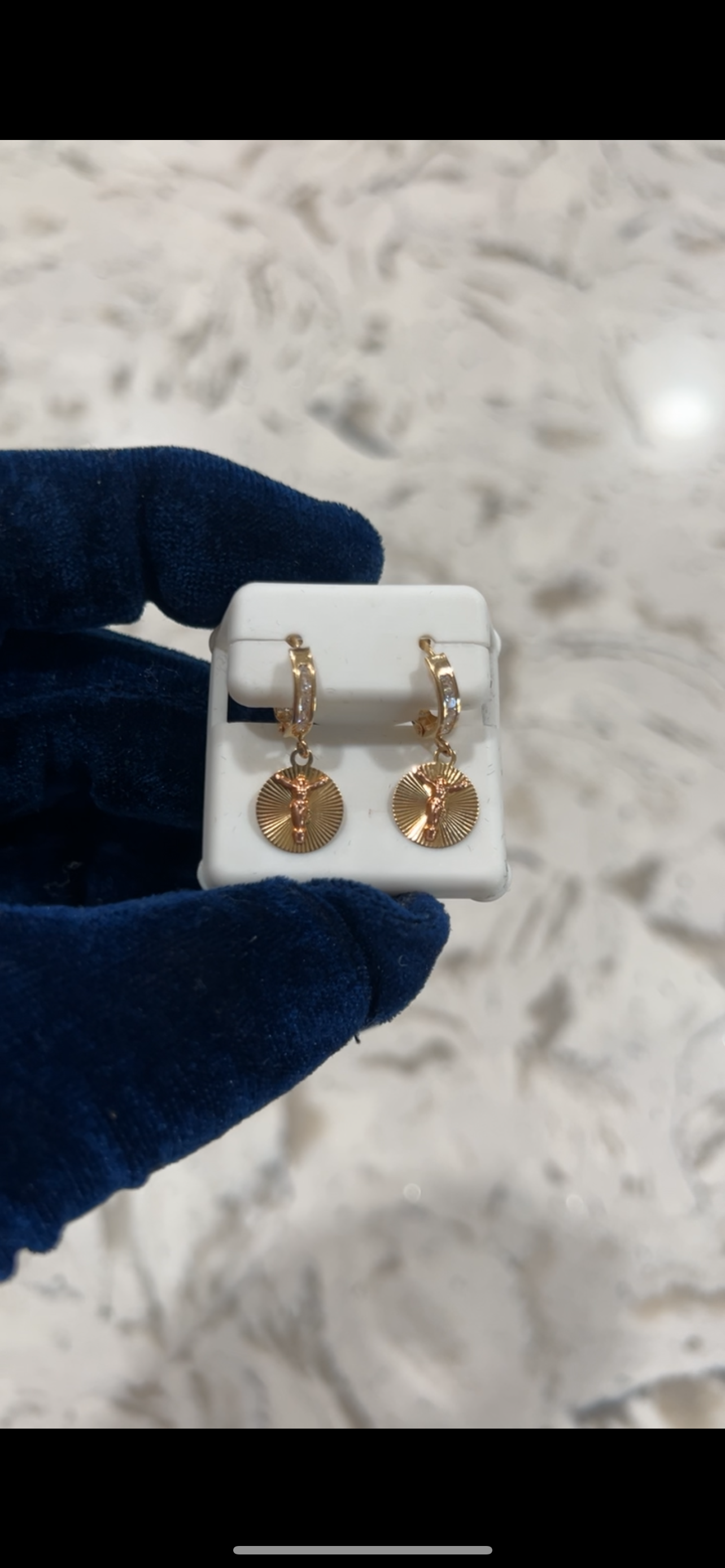 14k real gold hoop Jesus earrings