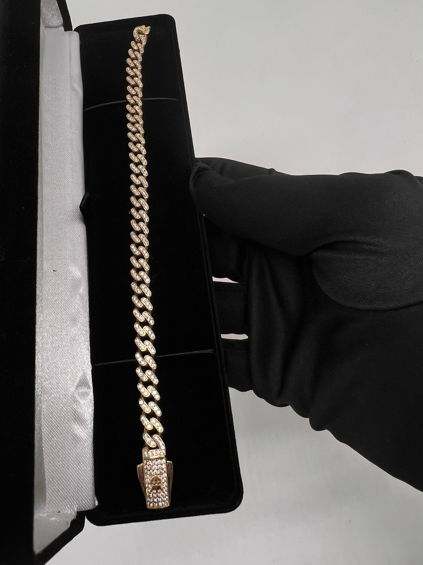 14k real gold iced out cuban bracelet