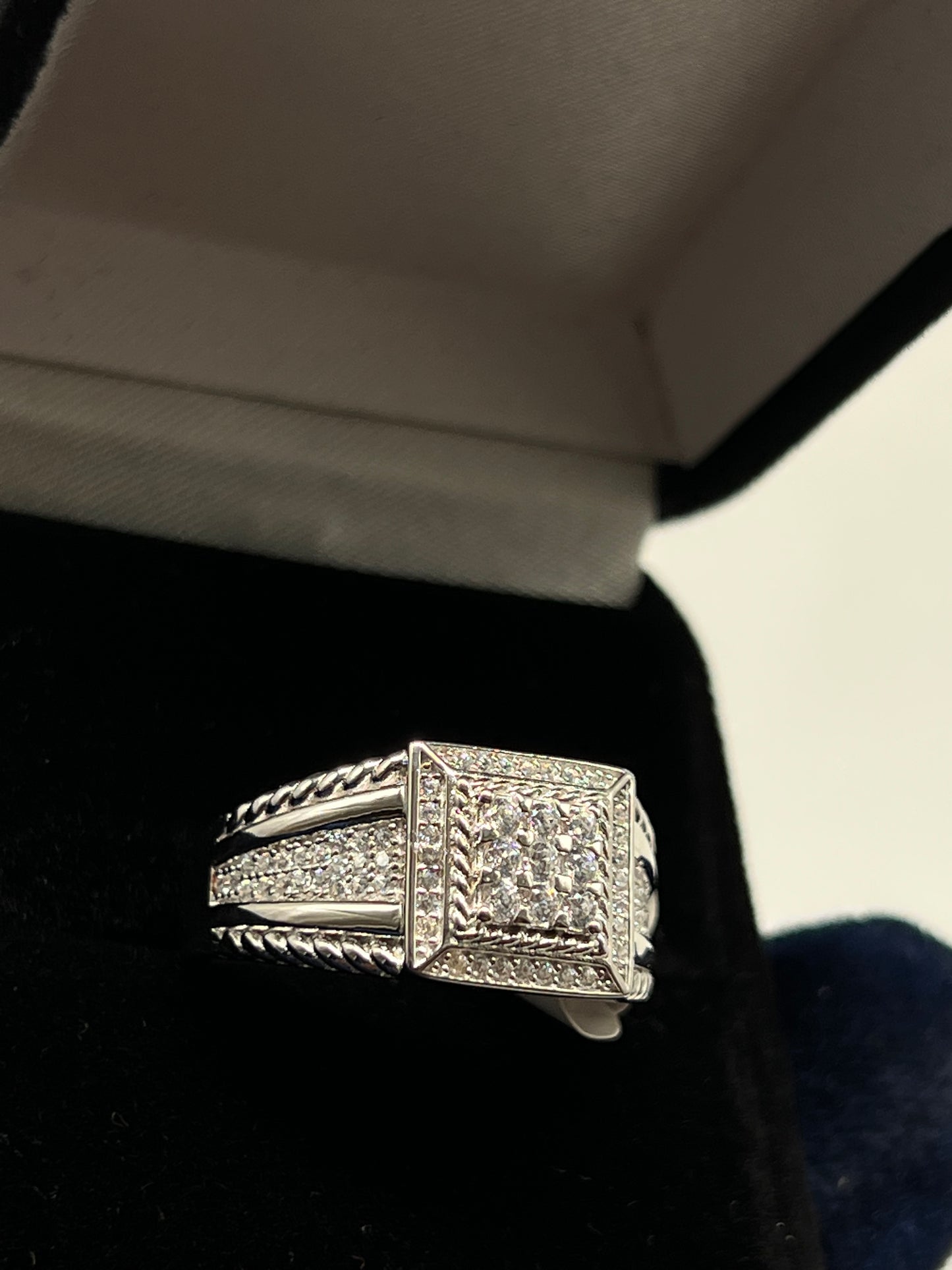 Real silver square style ring
