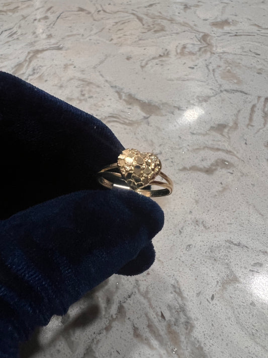 10k real gold heart nugget ring