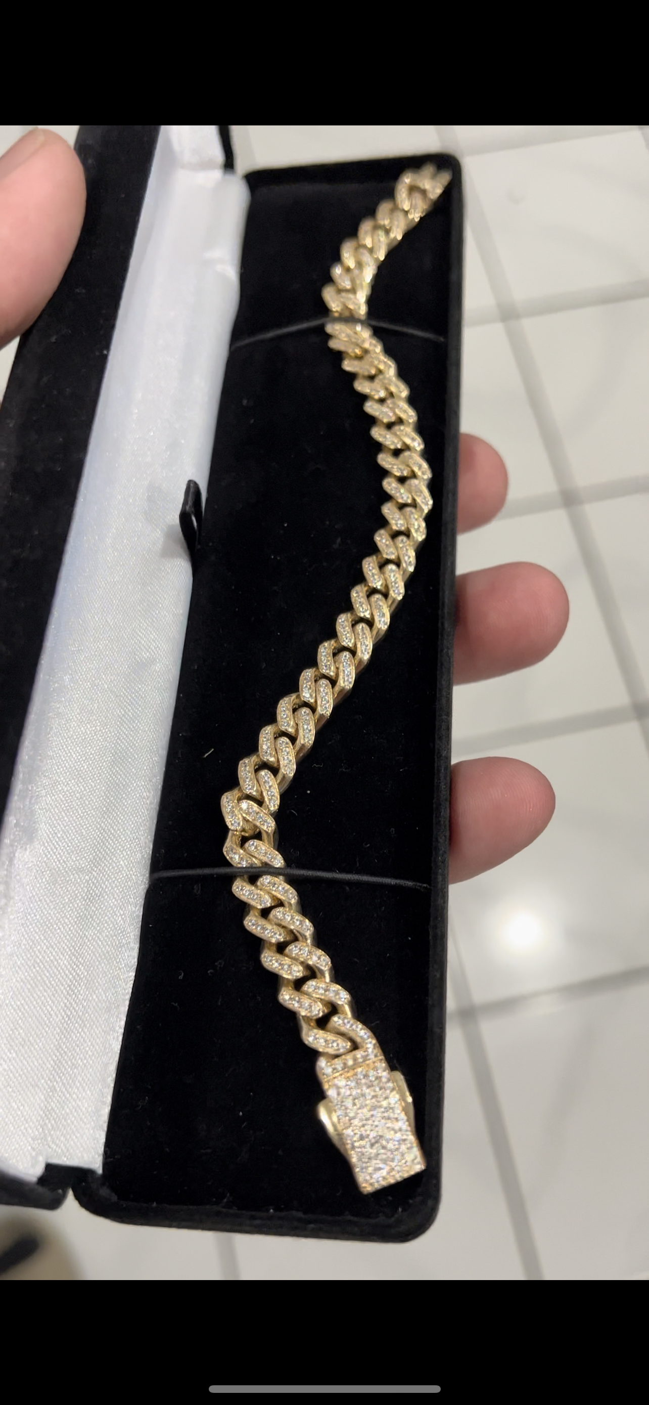 14k real gold iced cuban bracelet😍