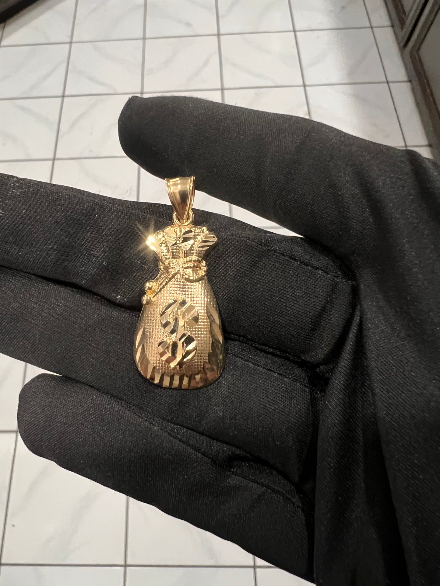 Money bag pendant 10k real gold