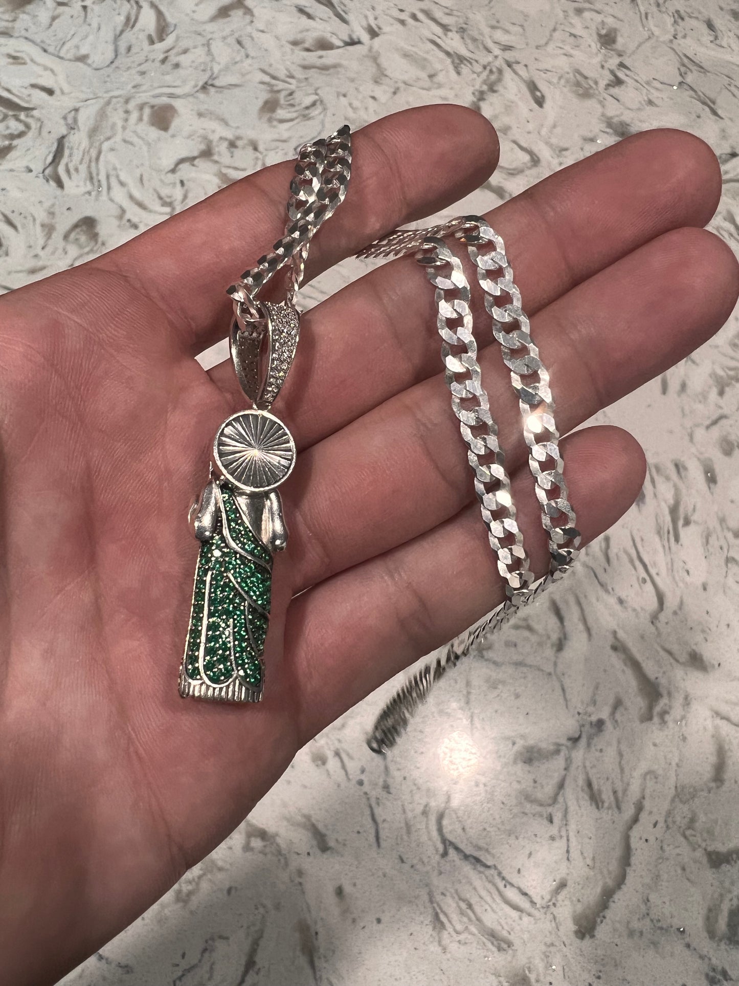 San Judas 3D small w cuban chain