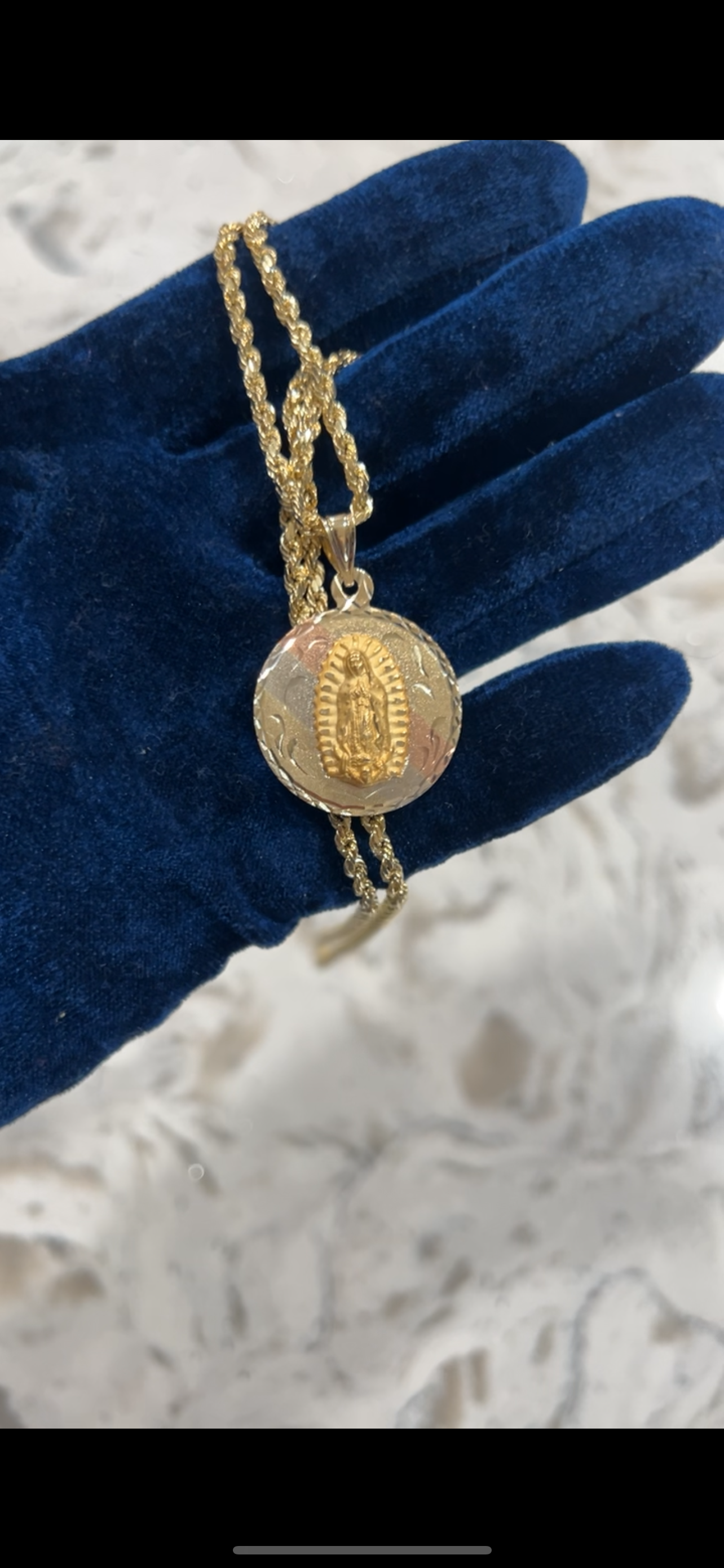 14k real gold double sided Medalla set