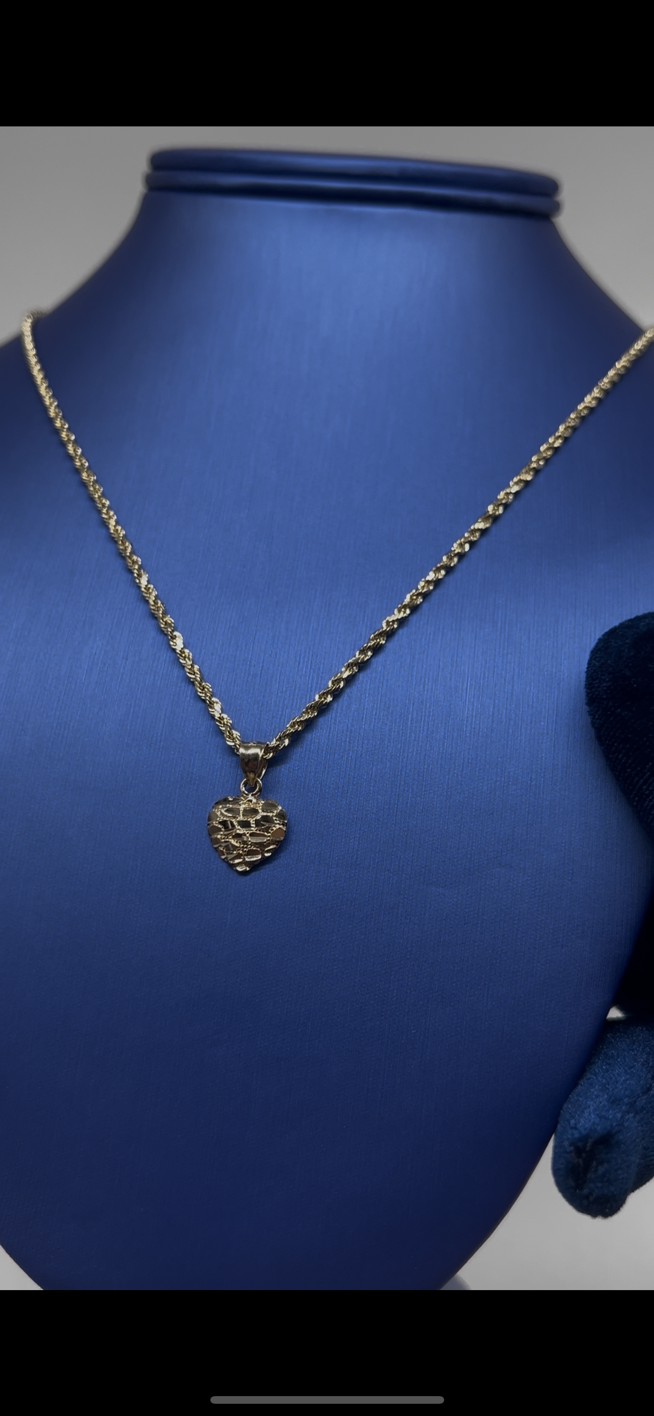 14k real gold heart nugget set