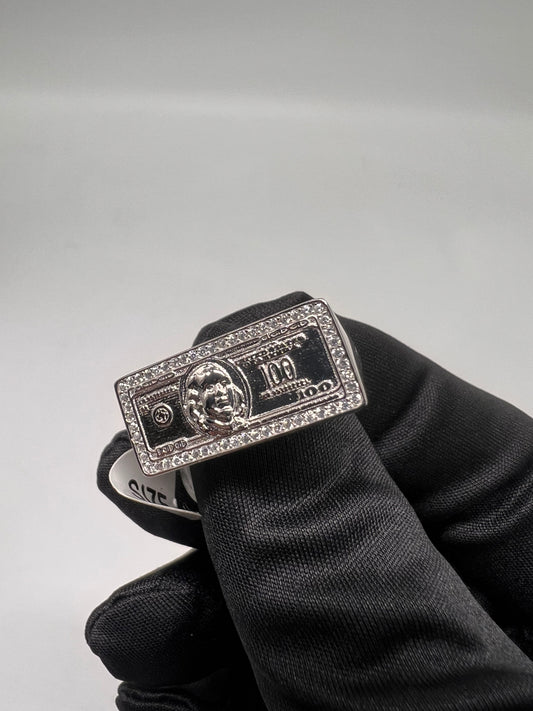 100bill single finger ring real silver