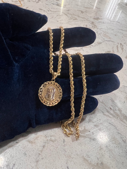 10k real gold Jesus chainset
