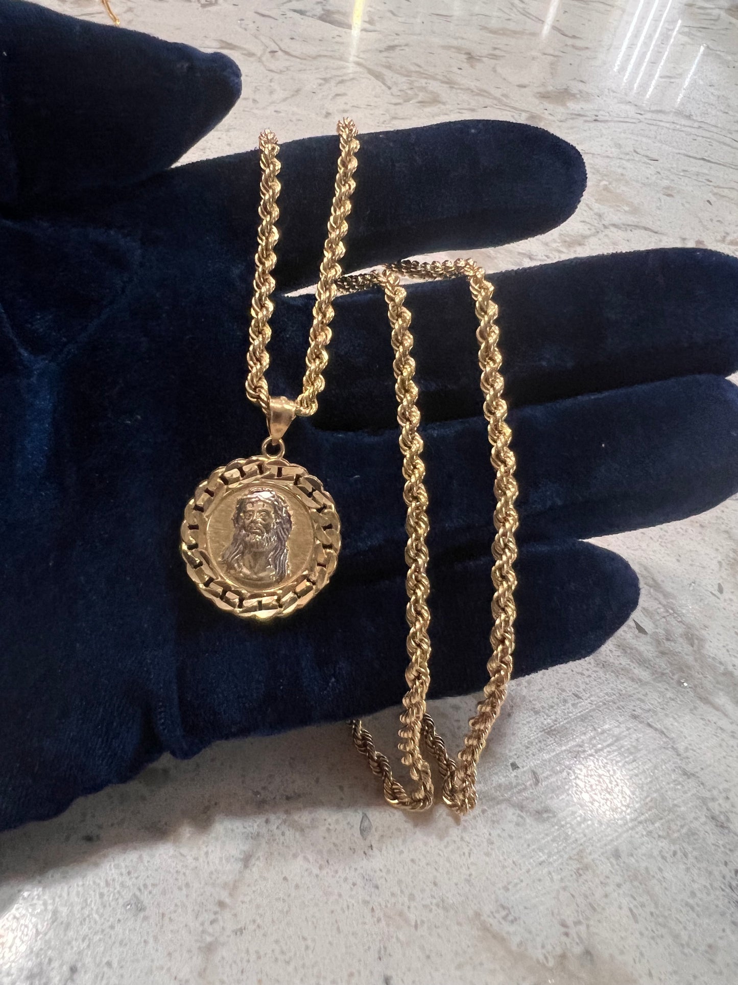 10k real gold Jesus chainset