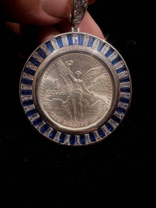 Blue Sapphire bezel Centenario Real Silver