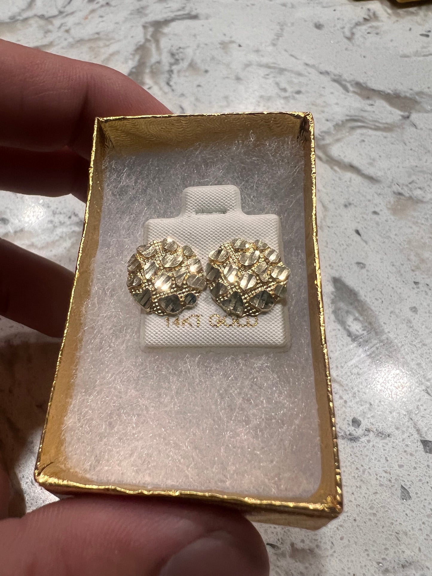 Large 14k real gold nugget earrings