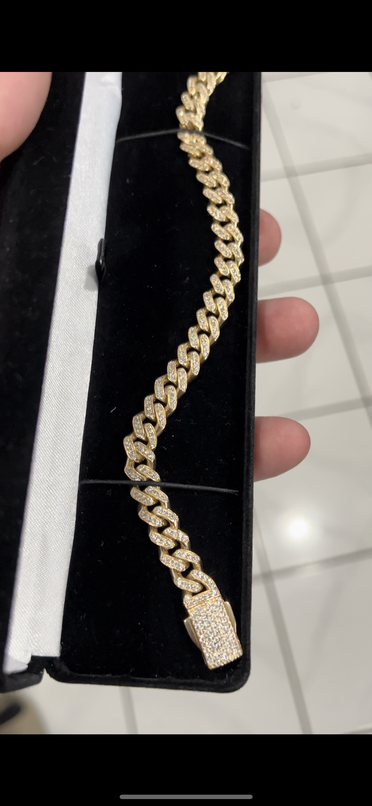 14k real gold iced cuban bracelet😍