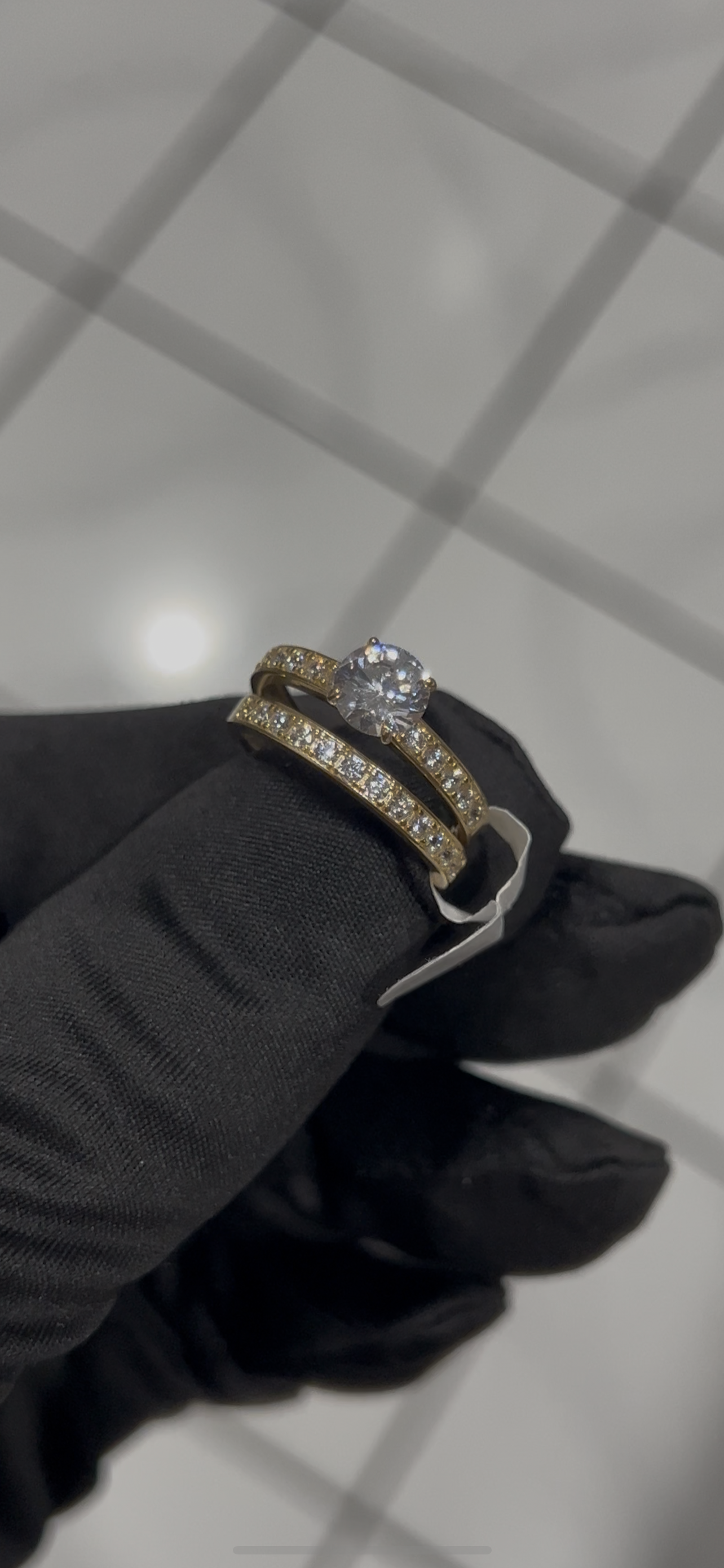 14k real solid gold promise ring set
