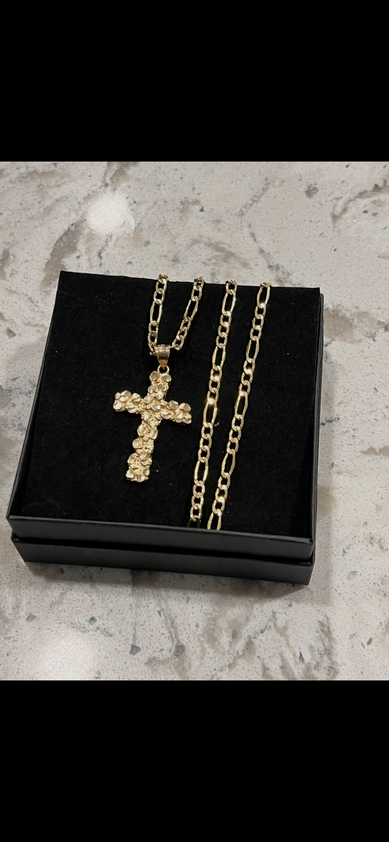 14k gold nugget cross sets