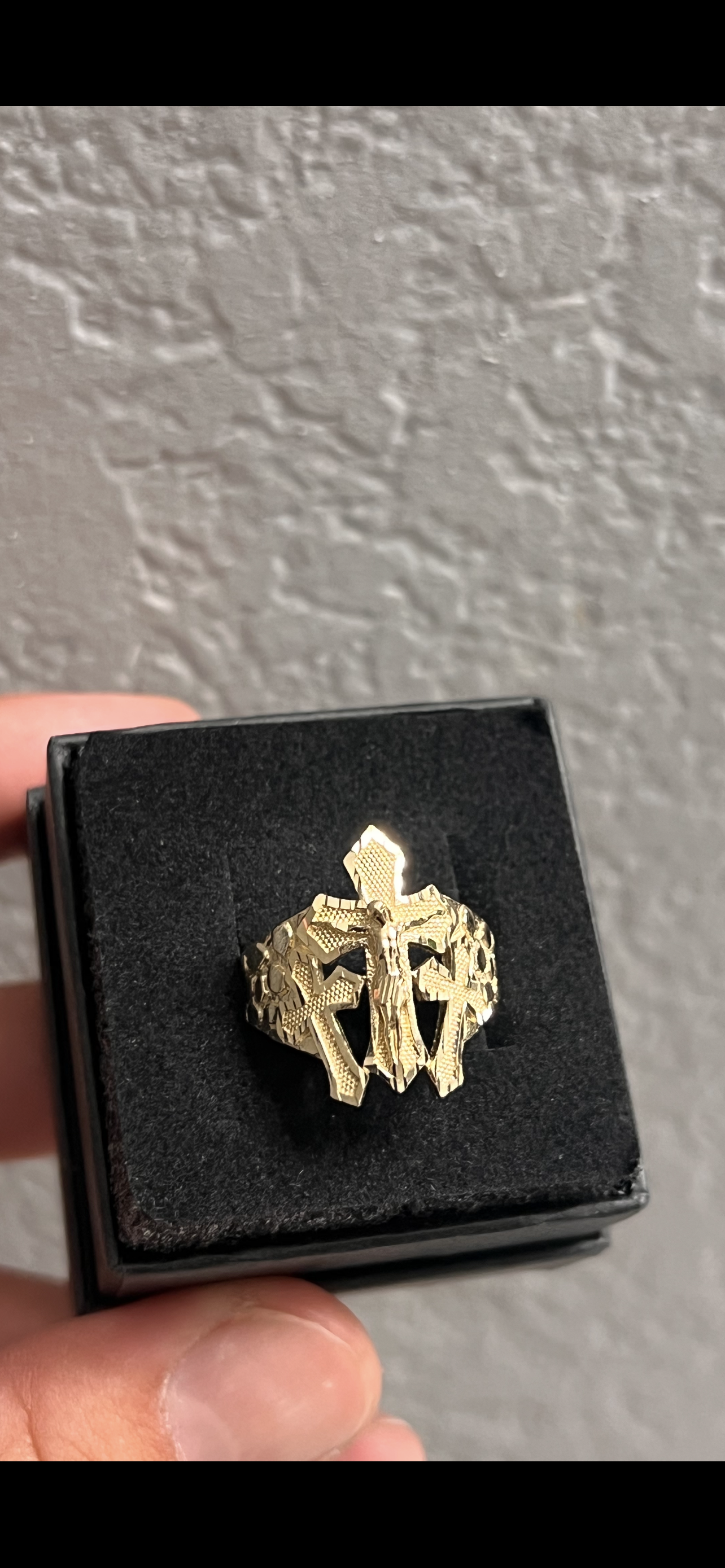 10k real gold triple cross ring