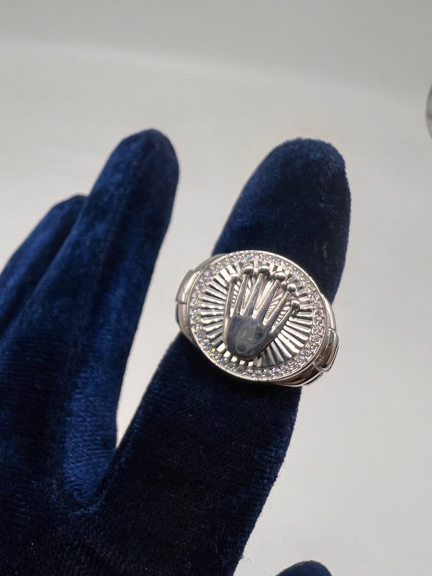 Rolex style ring real silver