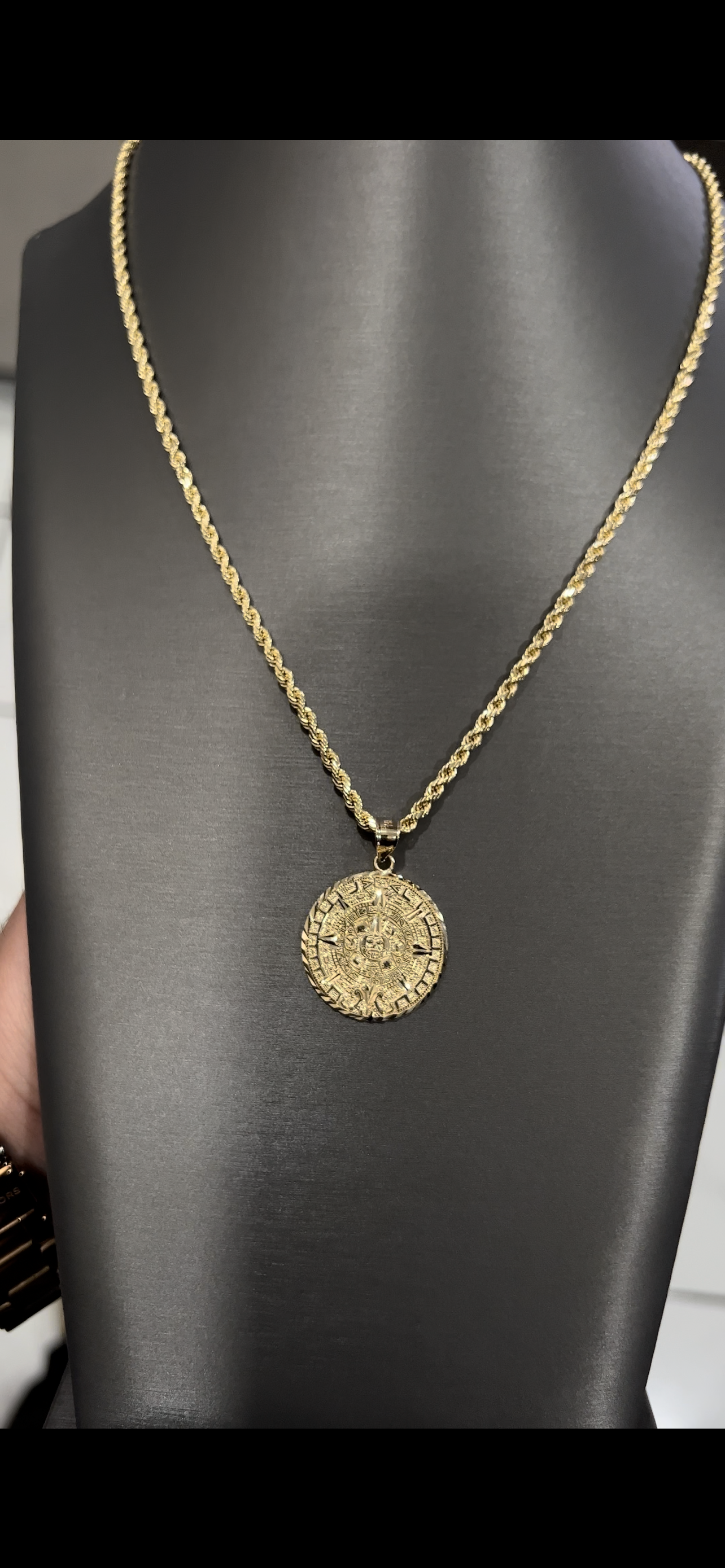 14k real gold Aztec calendar chainset