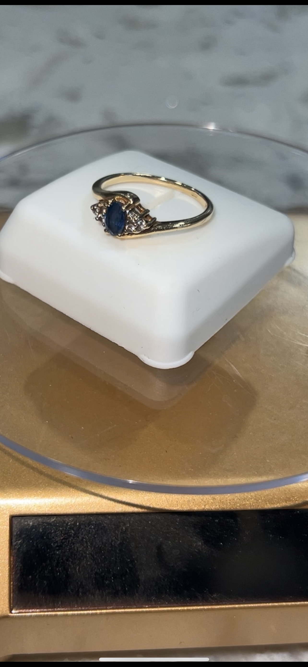 Blue sapphire 14k real gold ring