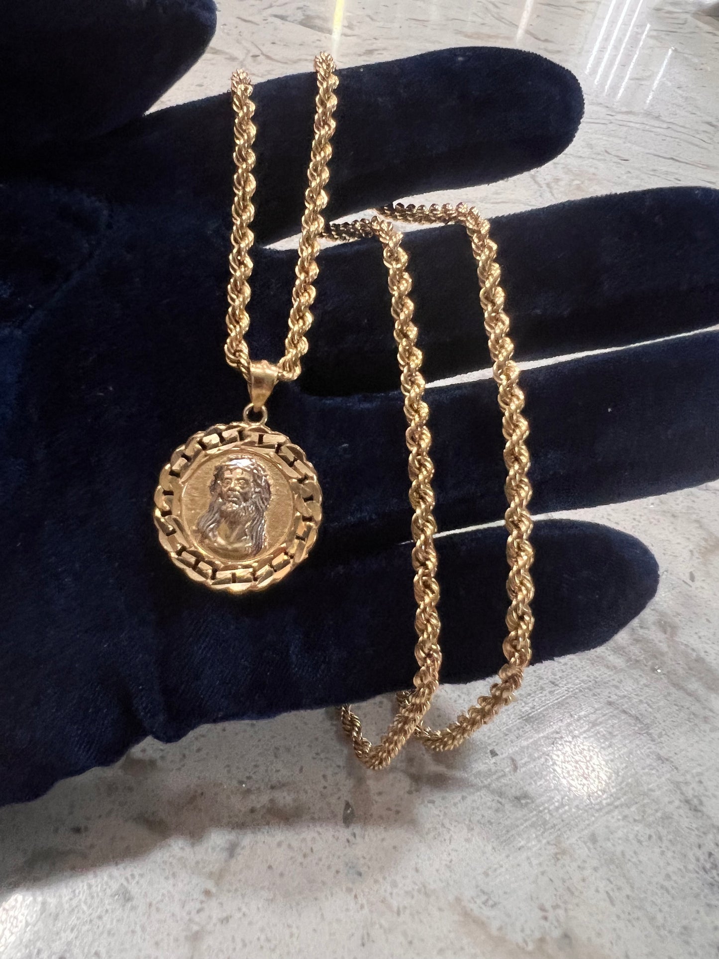 10k real gold Jesus chainset