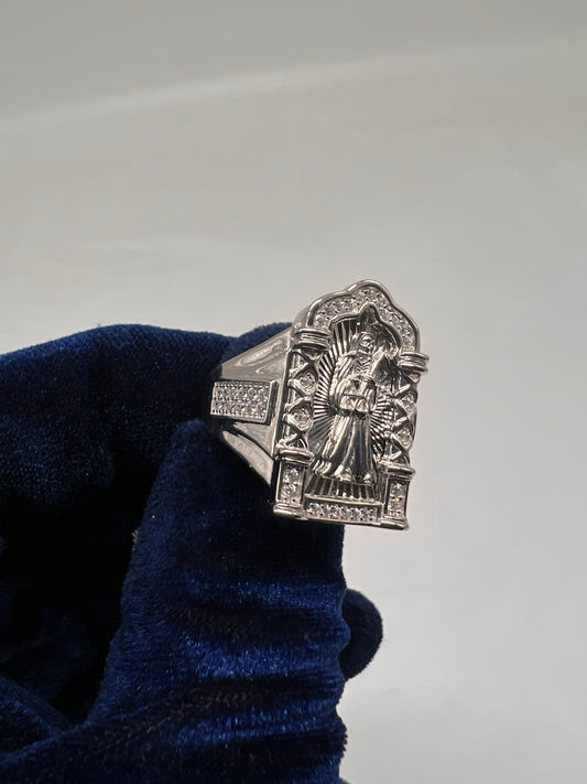 Santa Muerte ring real silver