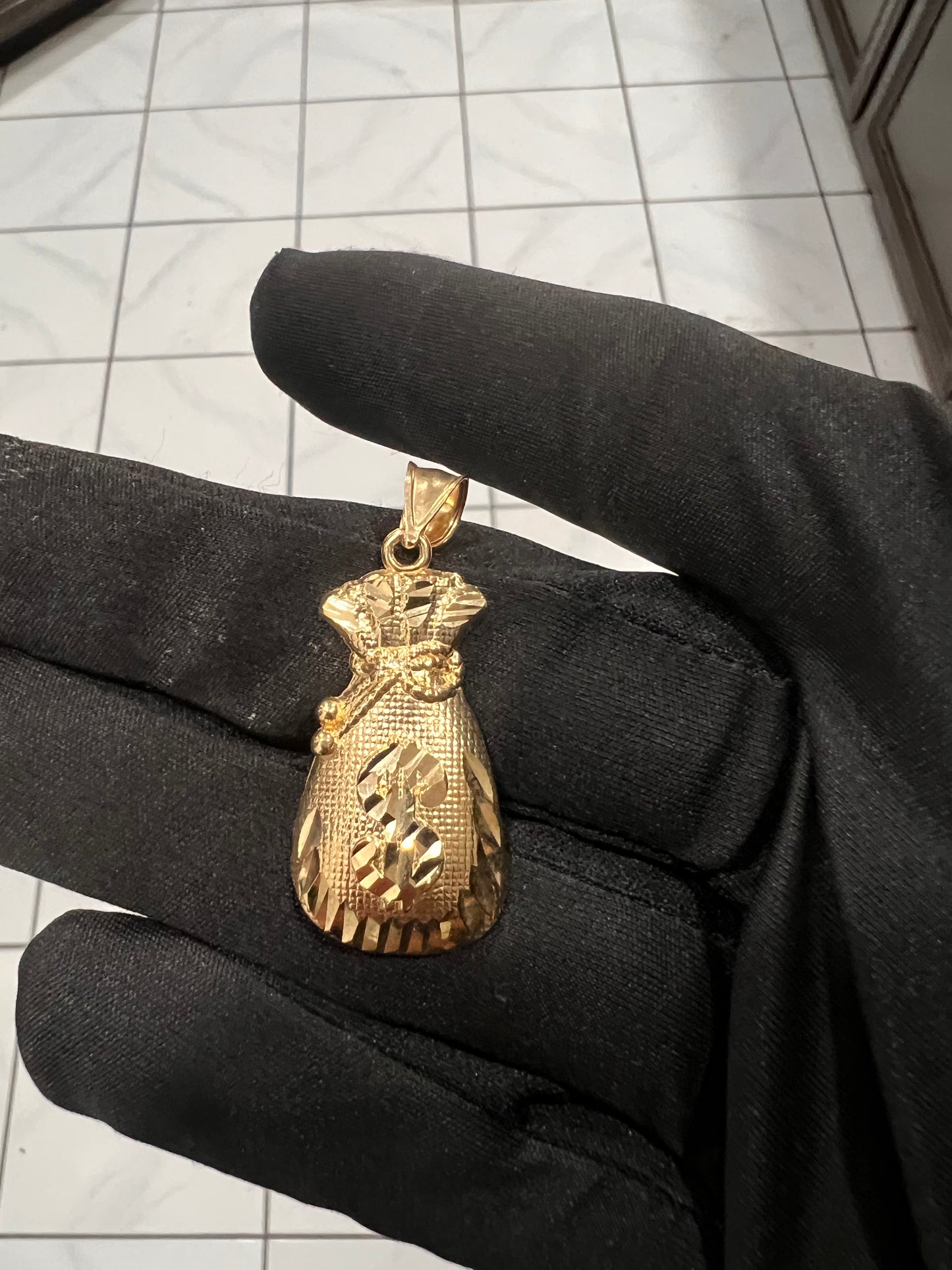 Money bag pendant 10k real gold
