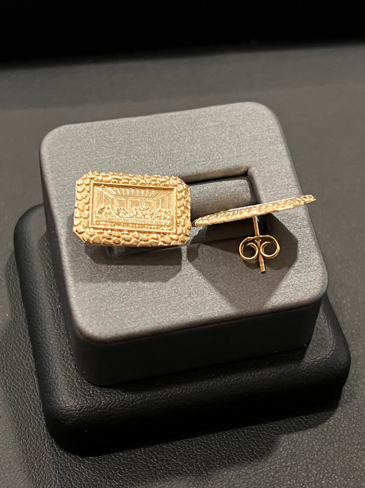 10k real gold chunky last supper nugget earrings