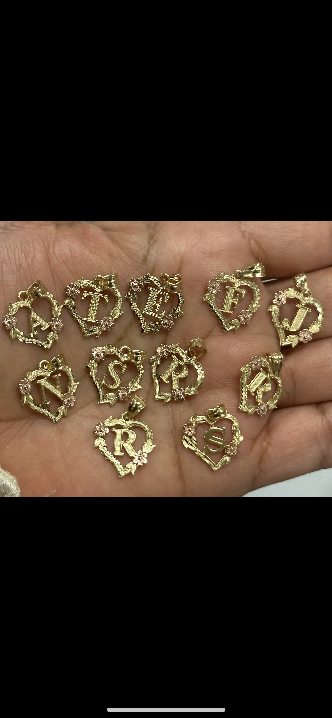14k real gold Heart initial Chainset