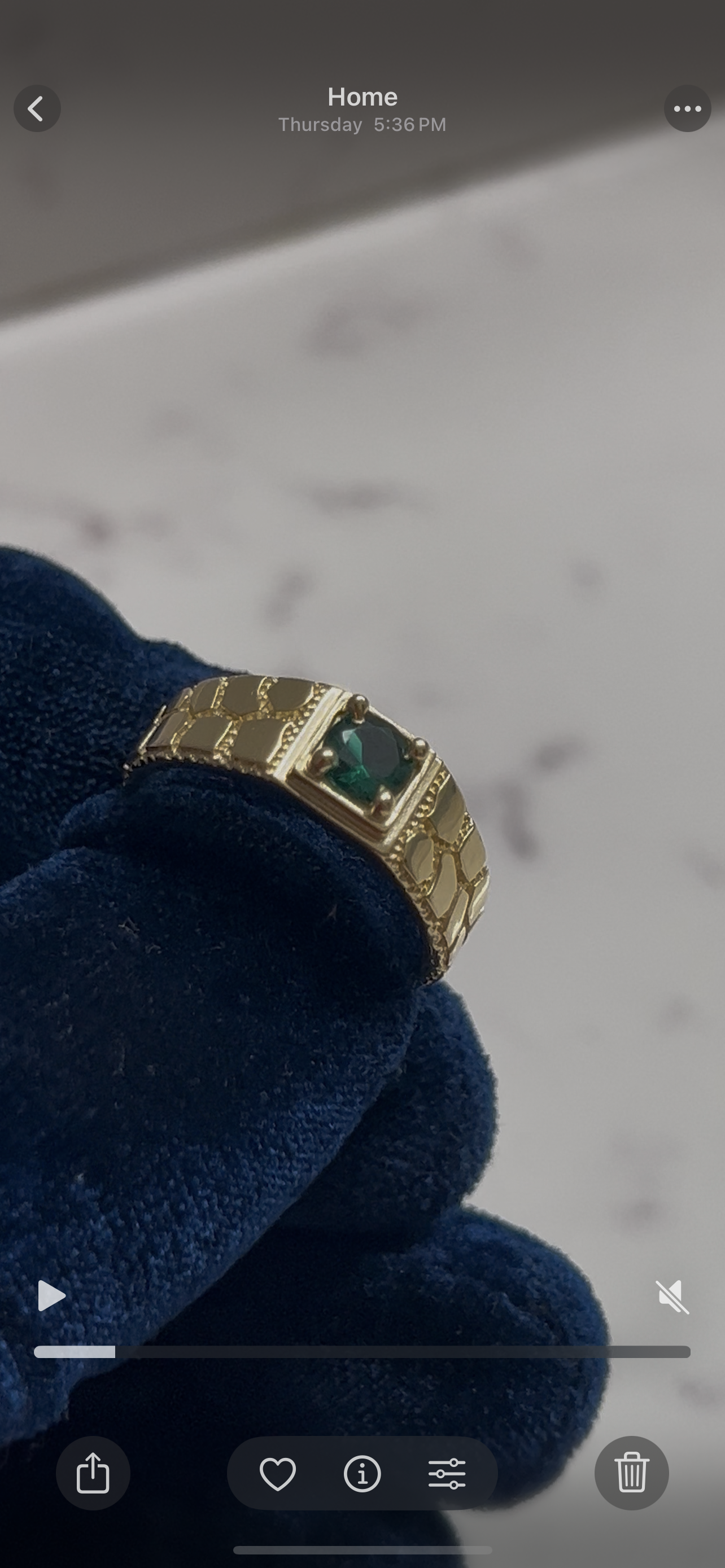 14k real gold green emerald nugget ring