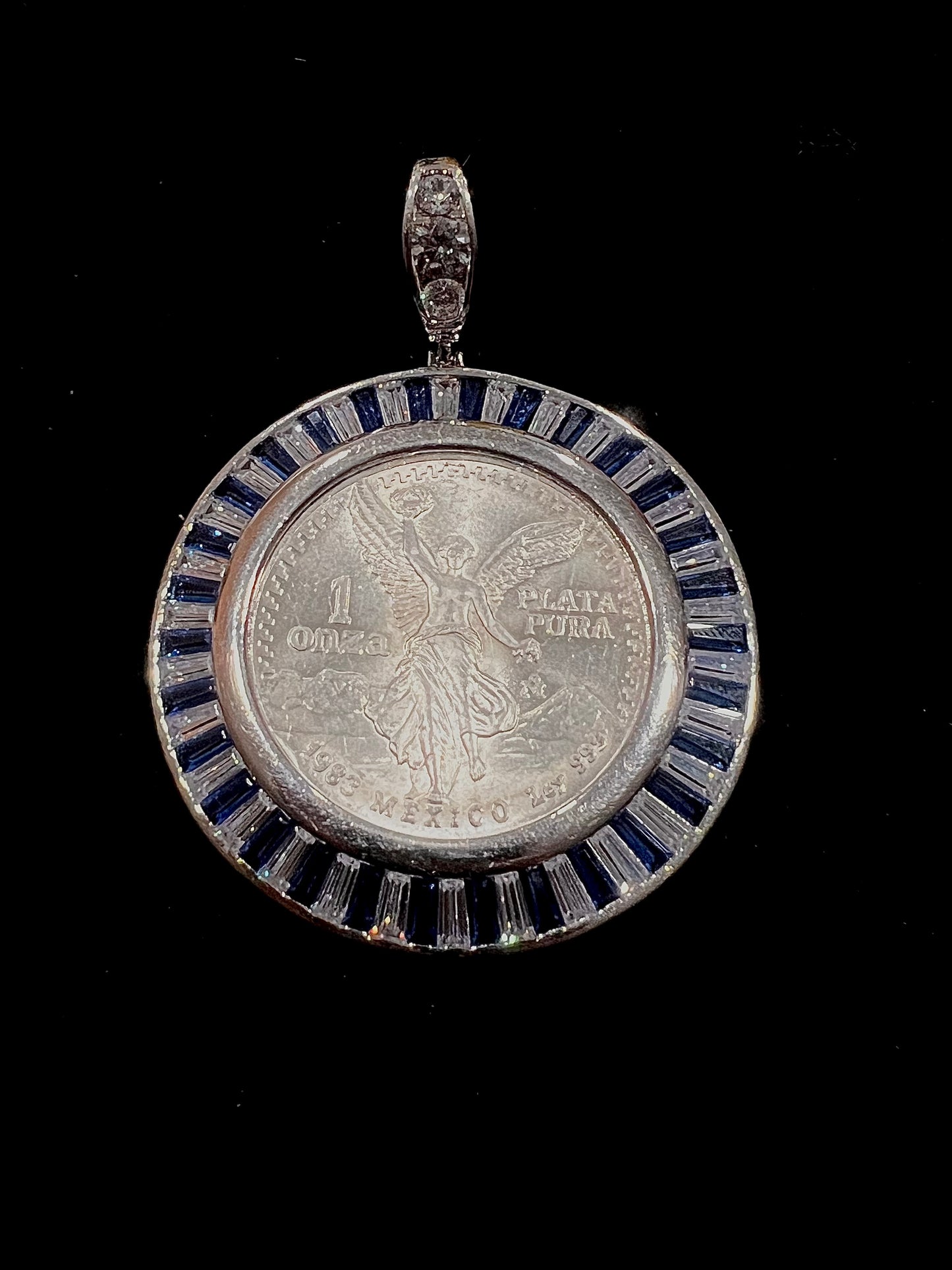 Blue Sapphire bezel Centenario Real Silver