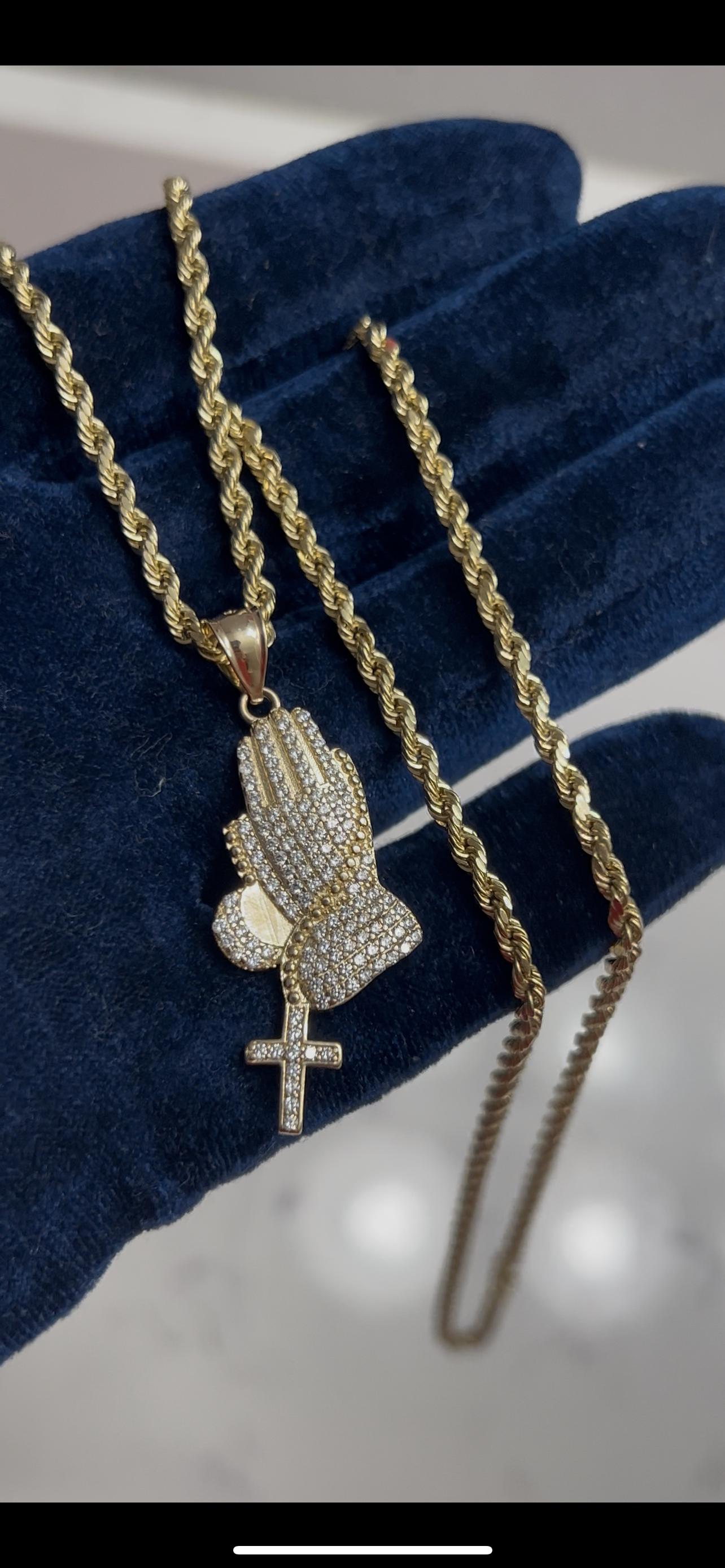 14k real gold praying hands set