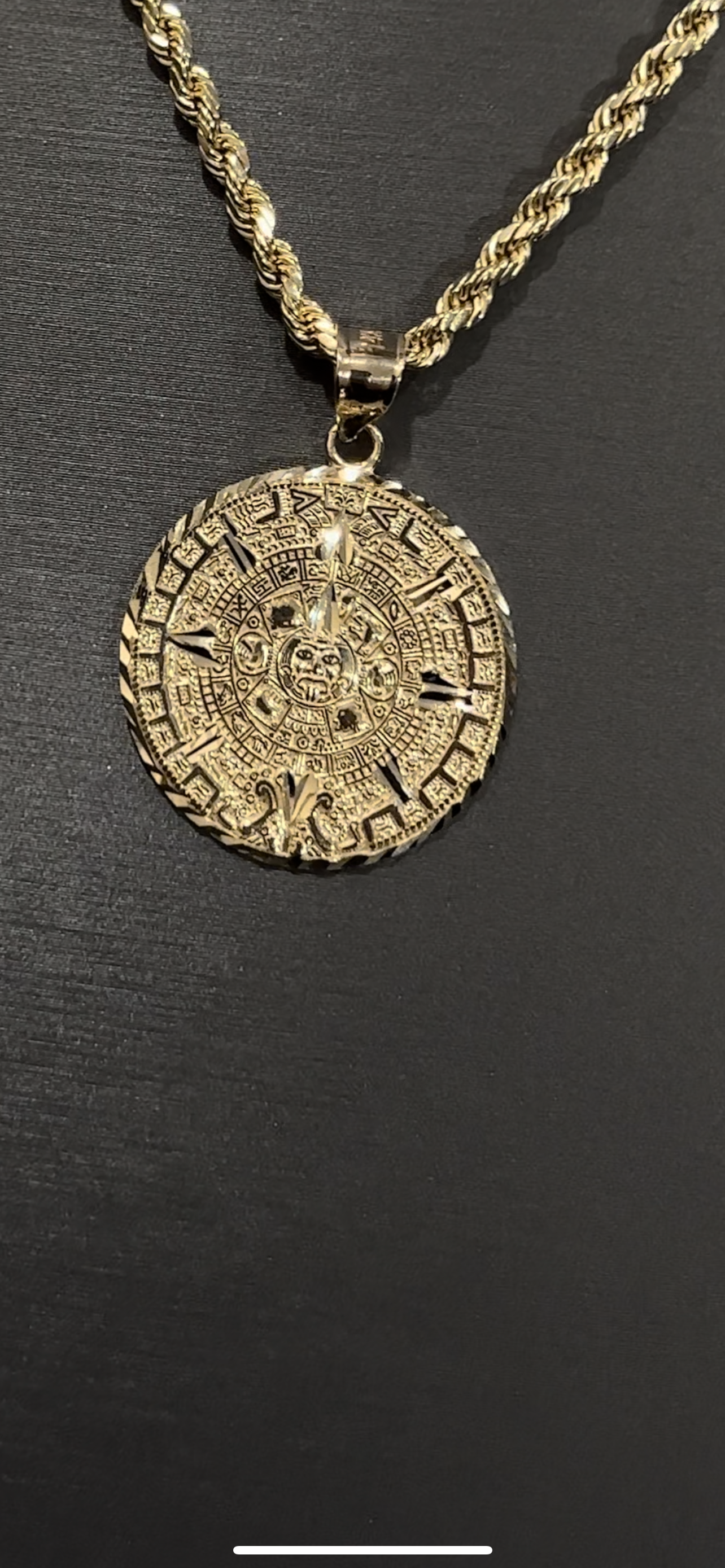 14k real gold Aztec calendar chainset