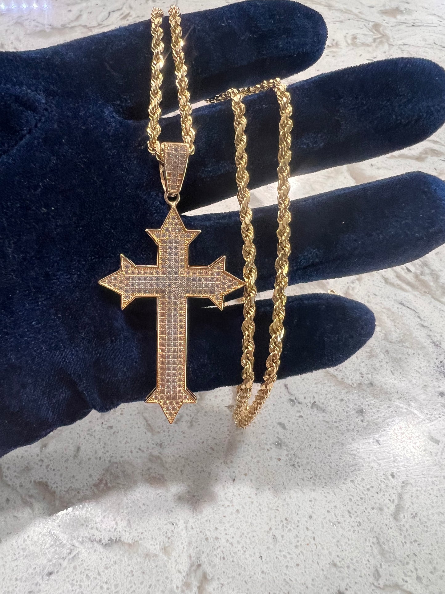 14k real gold cross chainset