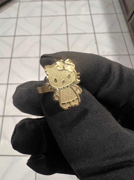 14k real gold hello kitty ring