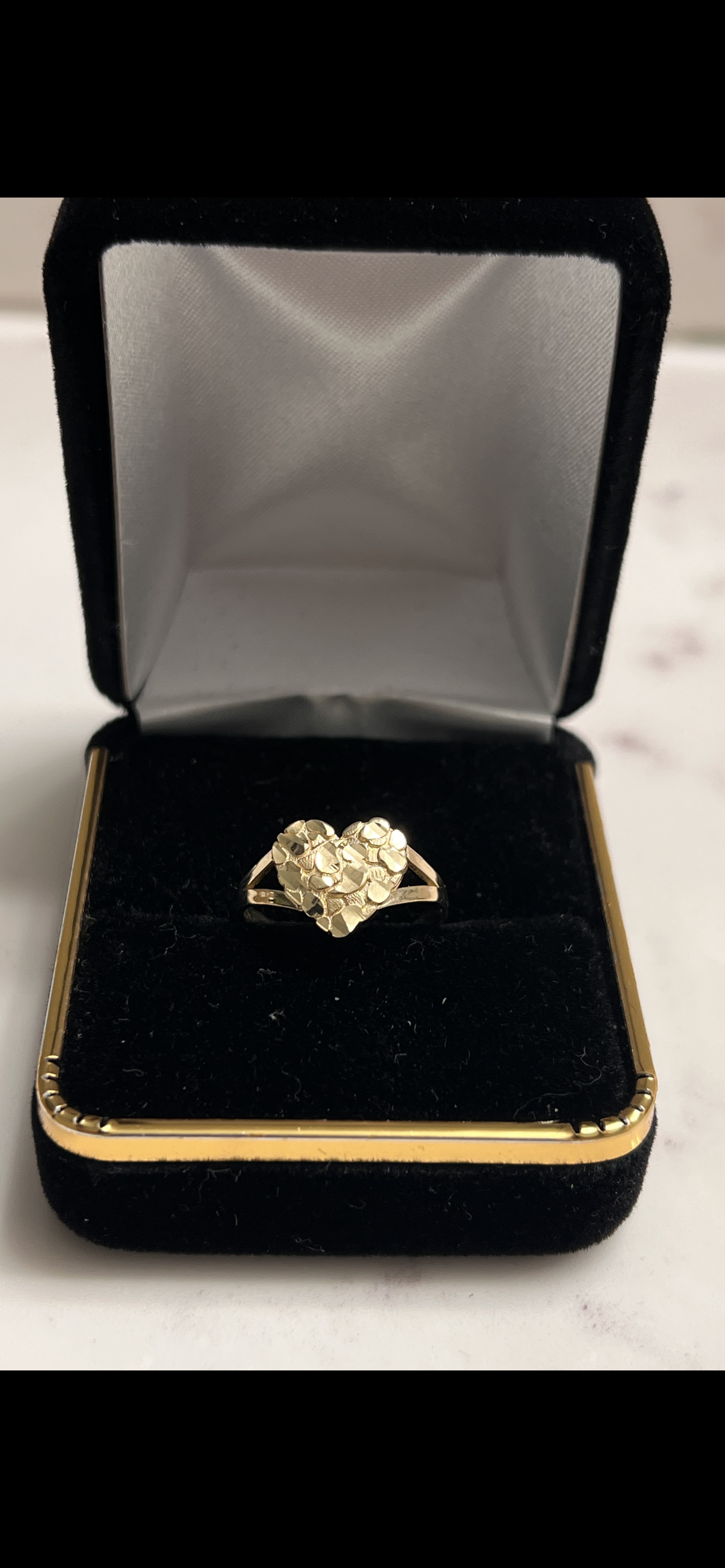 14k real gold heart nugget ring
