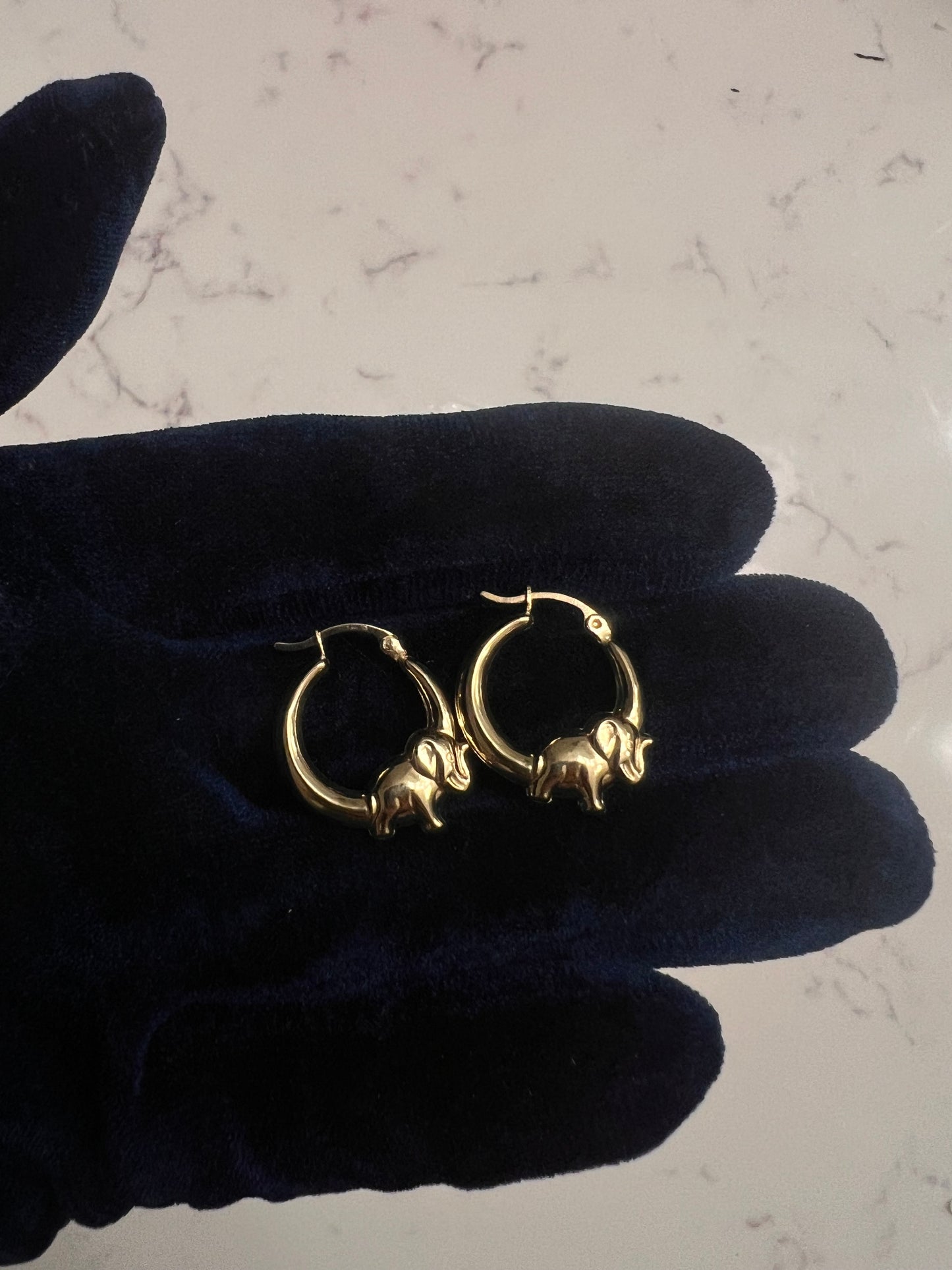 14k real gold elephant earrings
