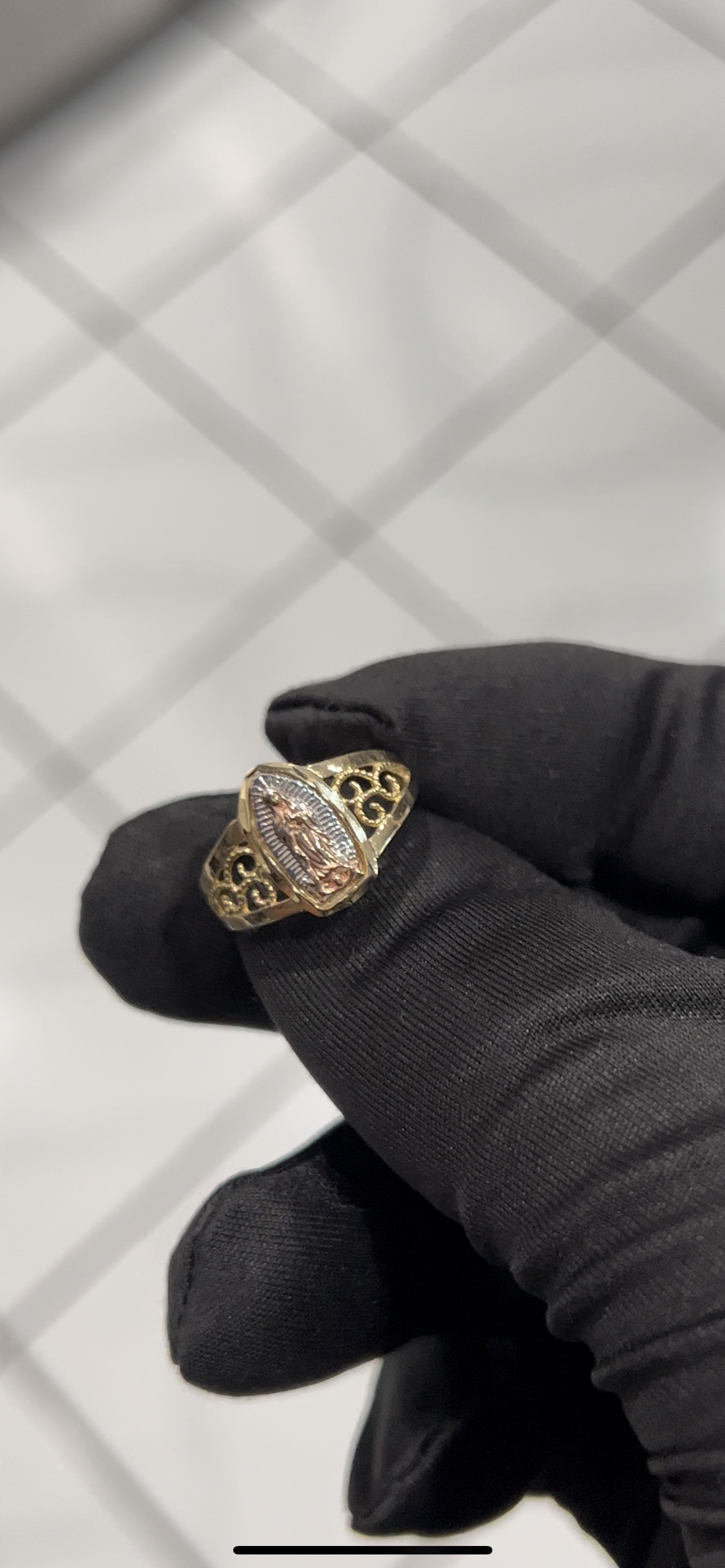 Virgen Mary ring real gold 14k