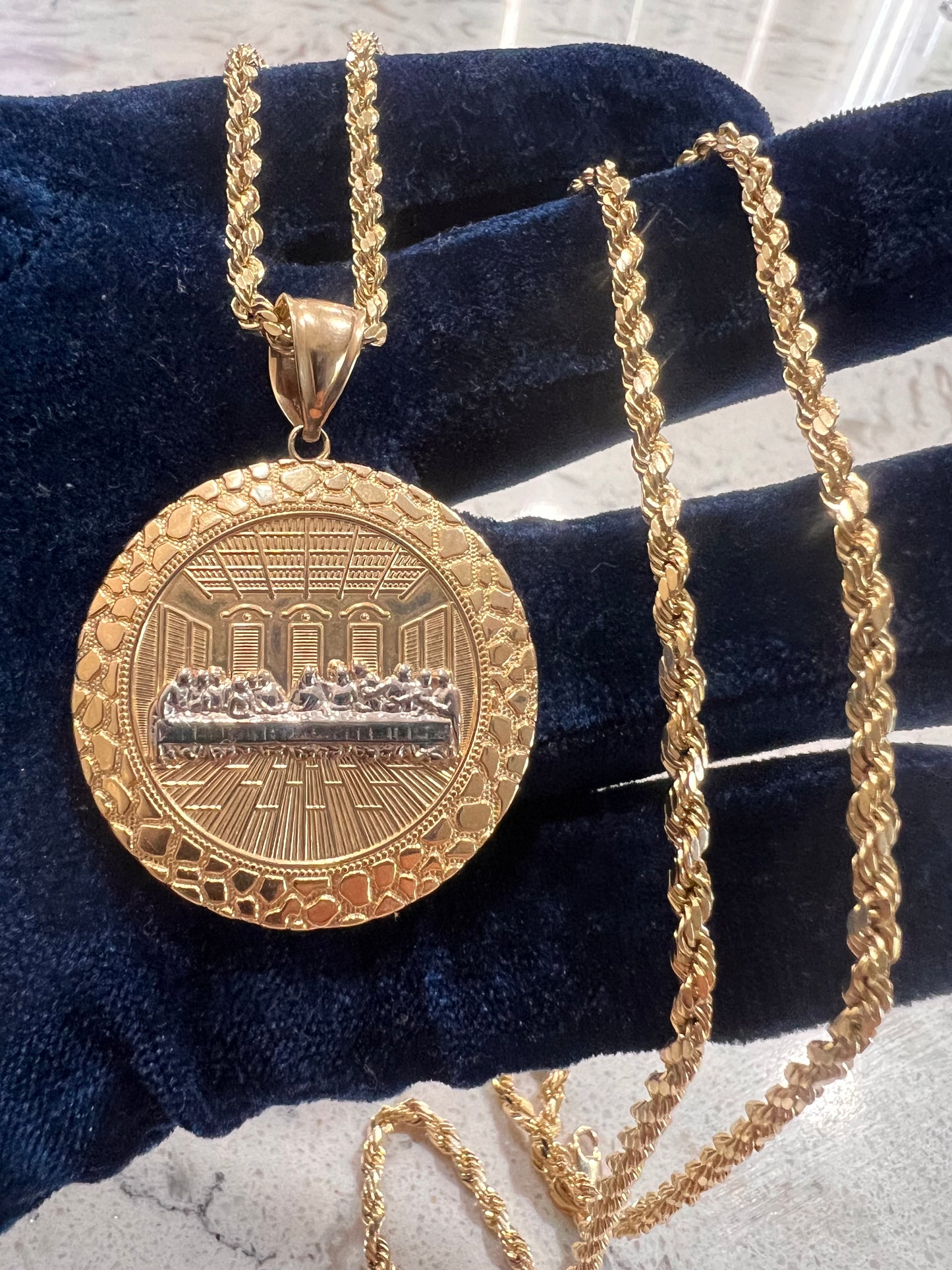 14k real gold last supper nugget style